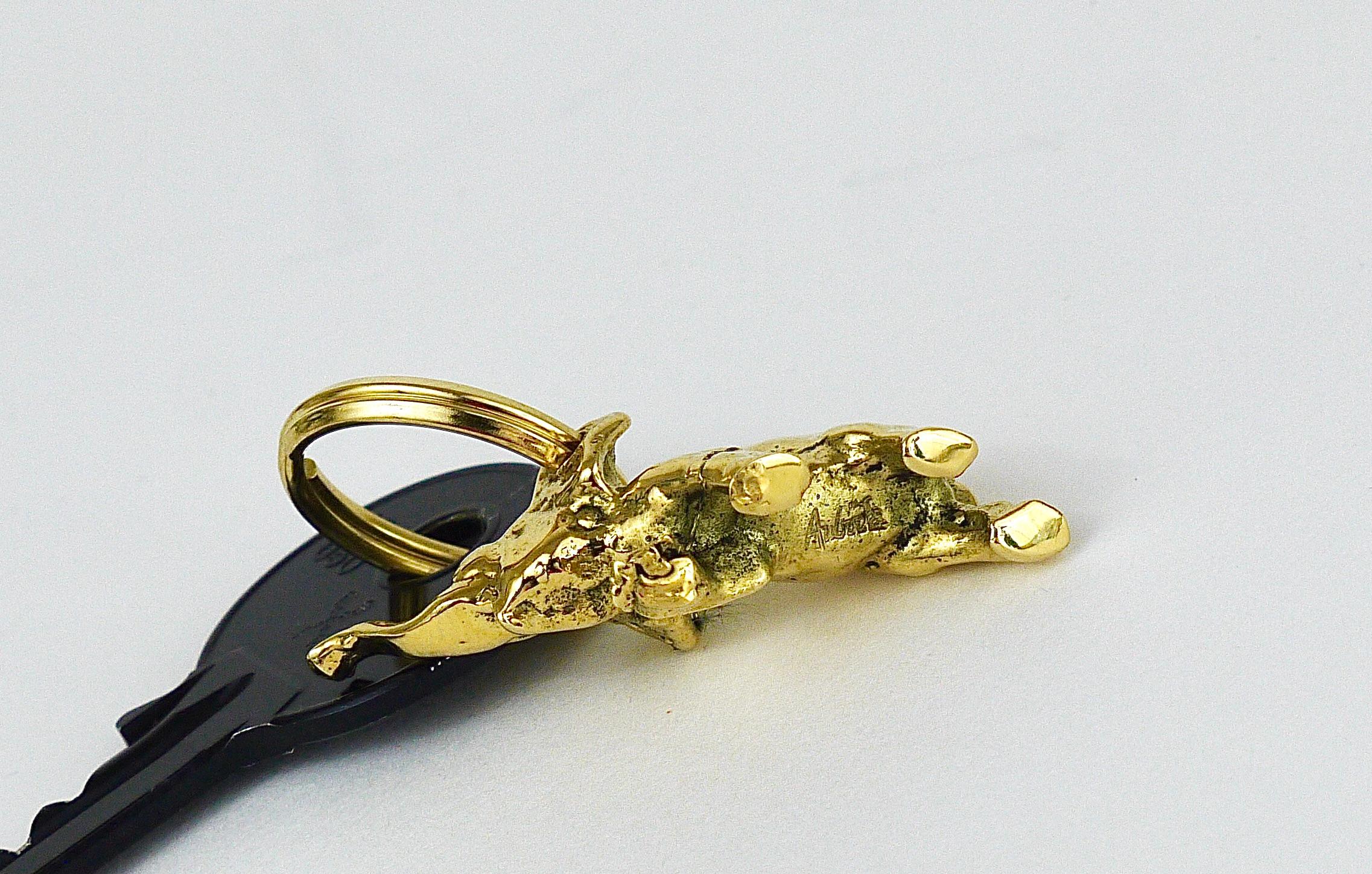 Carl Auböck Midcentury Elephant Handmade Brass Figurine Key Ring Chain Holder For Sale 4