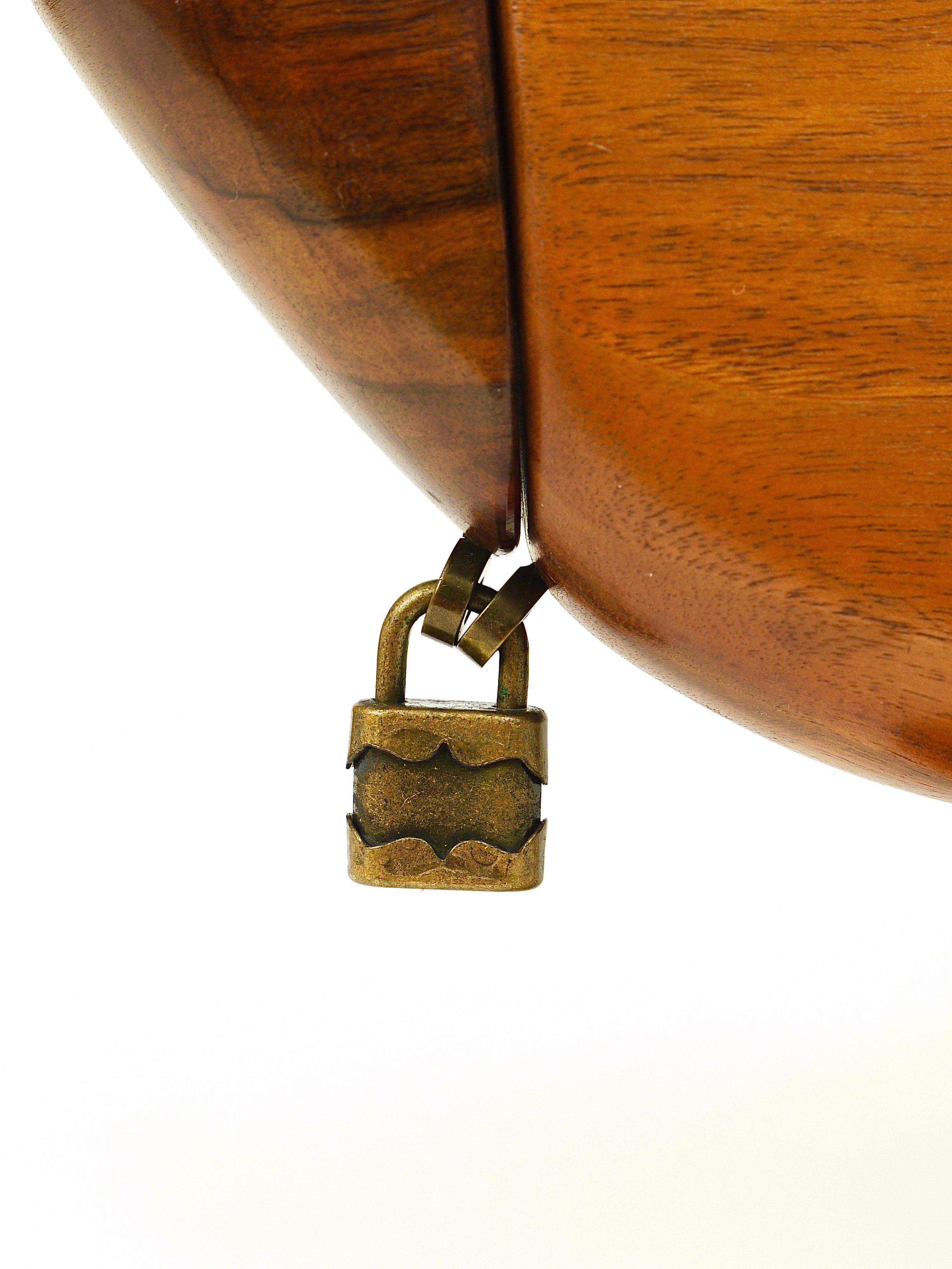 Carl Auböck Mid-Century Fish Piggy Bank, Brass, Walnut, Bristle, Austria, 1960s 3