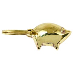 Carl Auböck Midcentury Lucky Charm Pig Brass Figurine Key Ring Chain Holder