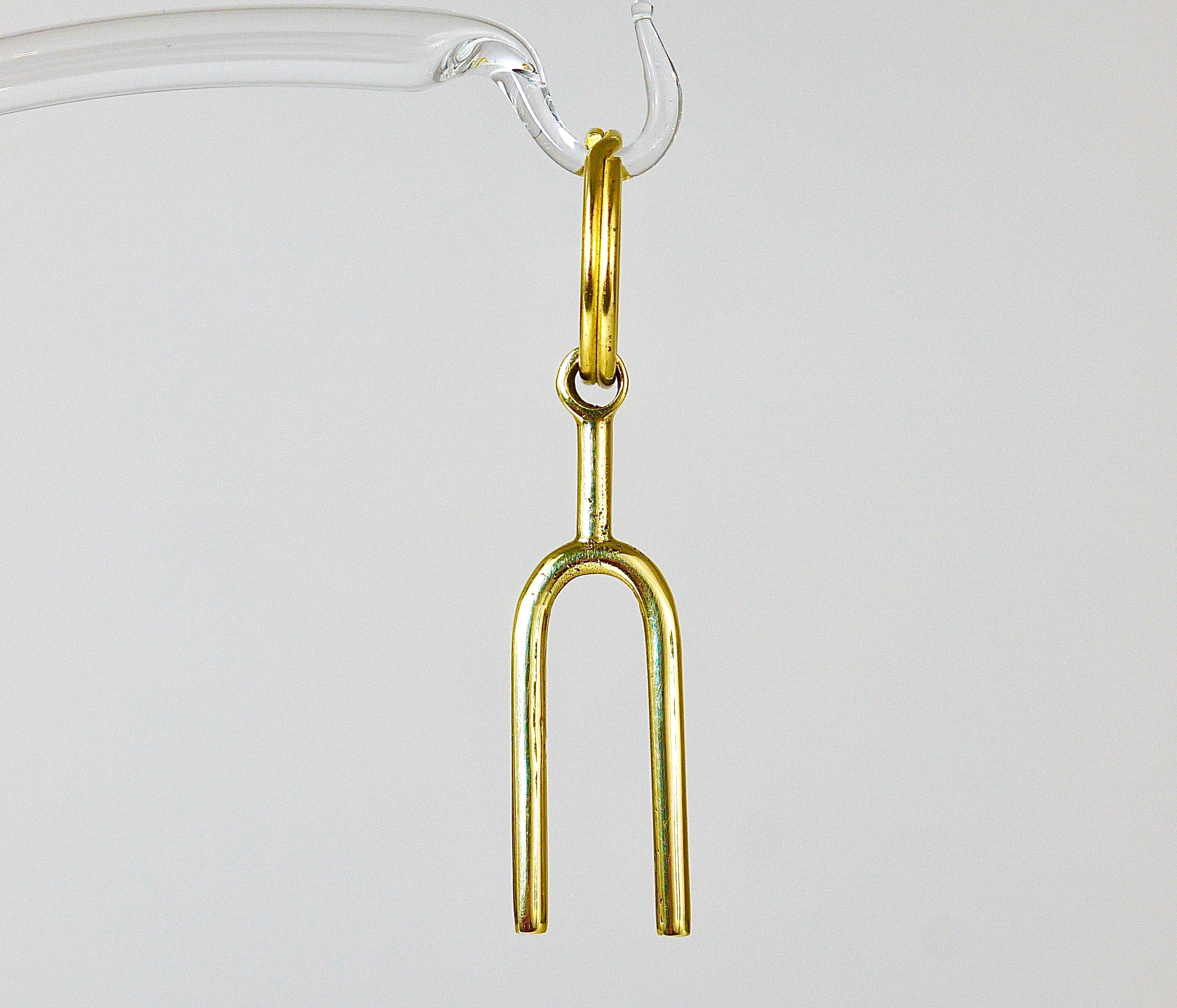 Mid-Century Modern Carl Auböck Midcentury Tuning Fork Handmade Key Ring Chain Holder For Sale