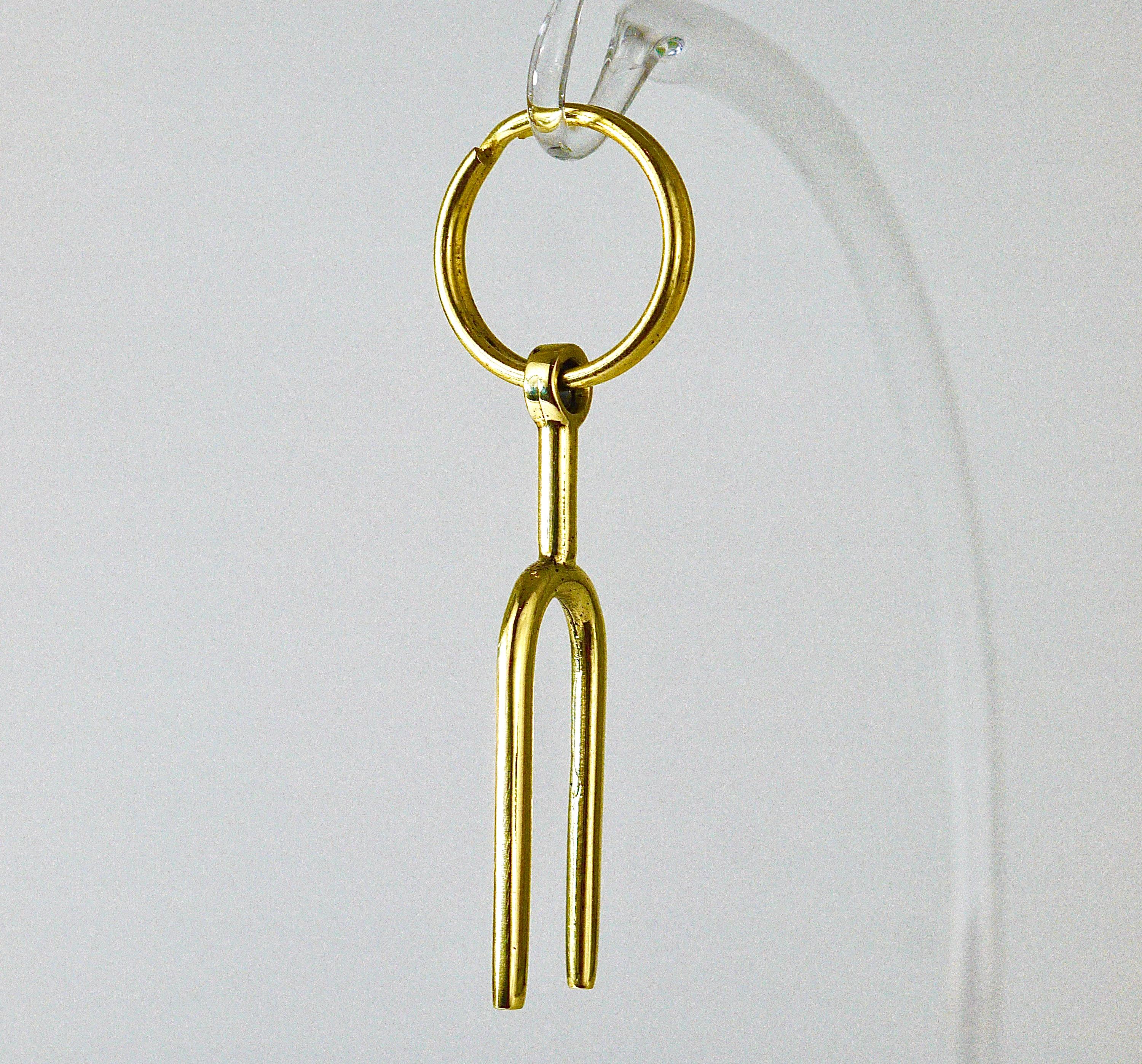 Austrian Carl Auböck Midcentury Tuning Fork Handmade Key Ring Chain Holder For Sale
