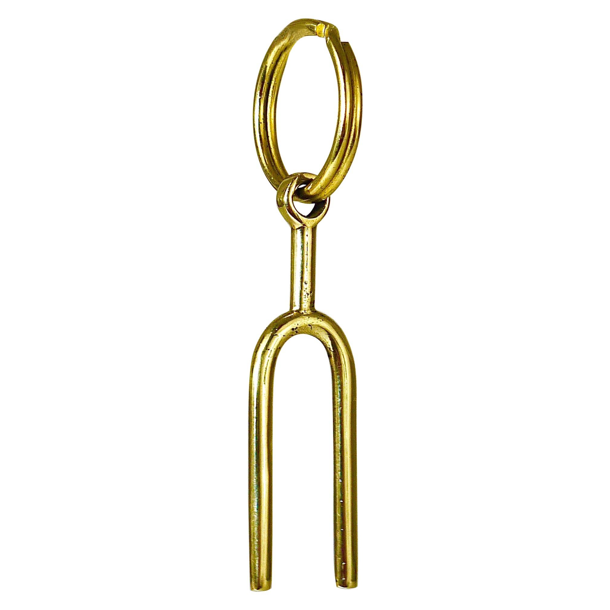 Carl Auböck Midcentury Tuning Fork Handmade Key Ring Chain Holder For Sale