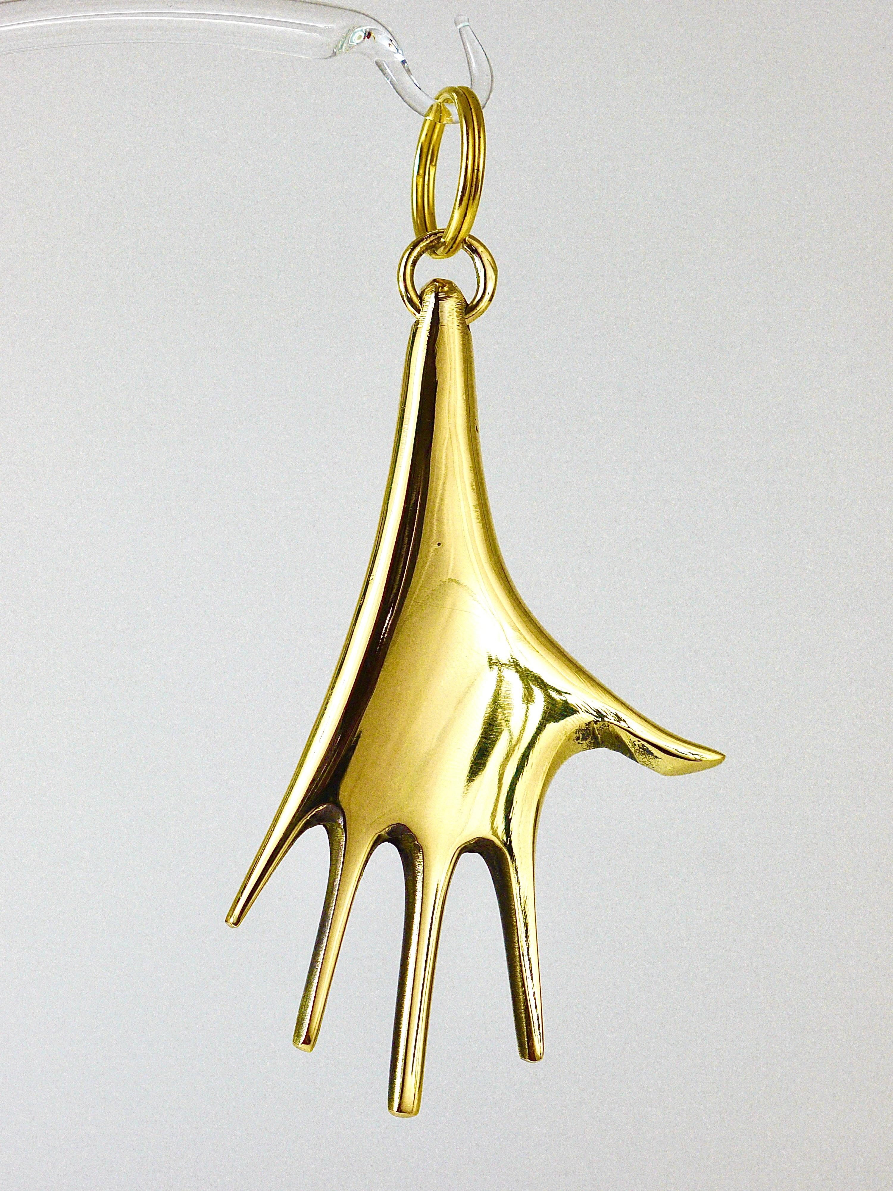 Polished Carl Auböck Midcentury Very Large Hand Figurine Key Ring Chain Holder For Sale