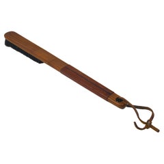 Carl Aubock Midcentury Walnut & Leather Clothes Brush, Austria, 1950s