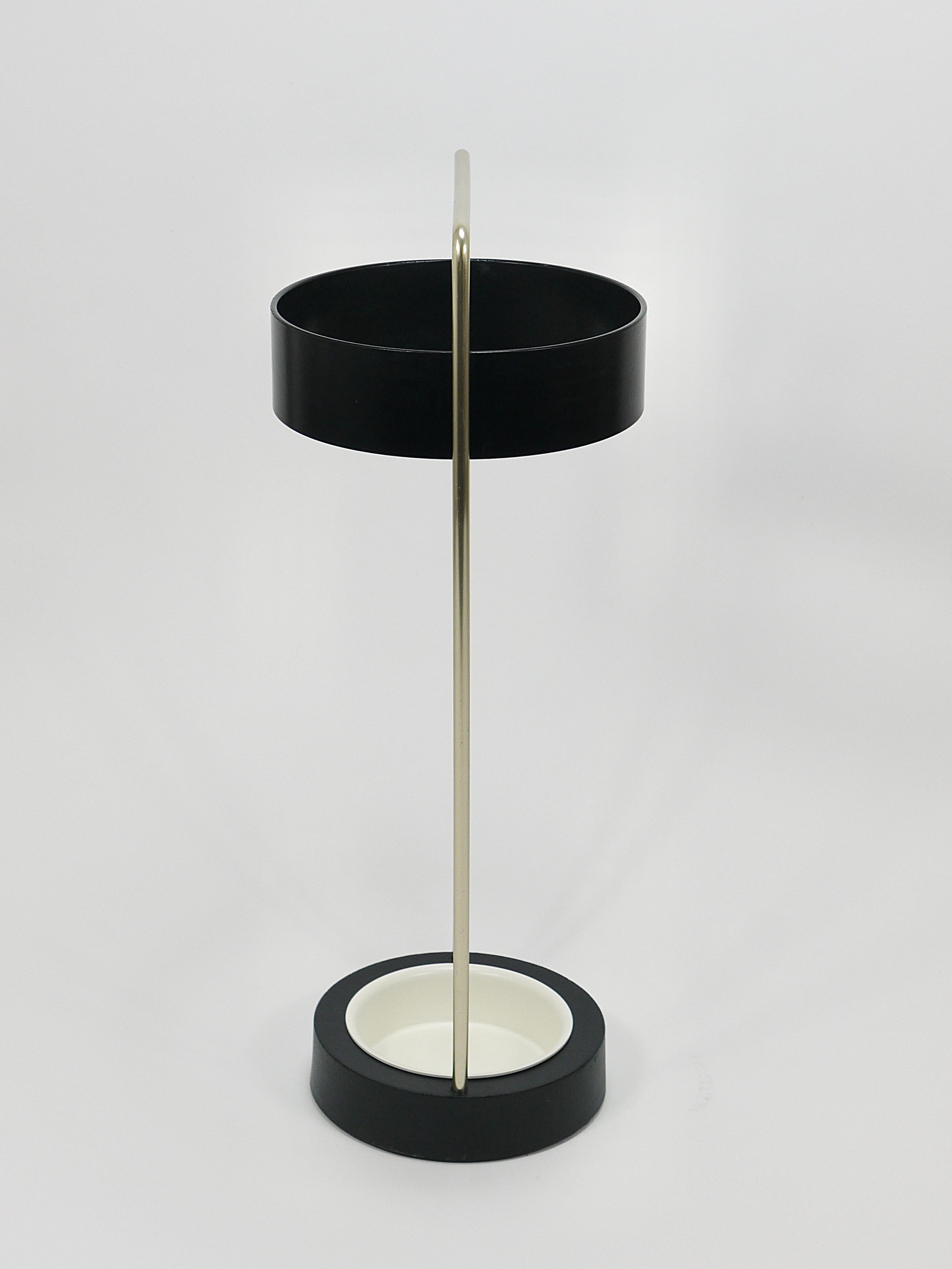 Carl Aubock Minimalistic Umbrella Stand, Nickel, Brass & Iron, Vienna, 1970s For Sale 6