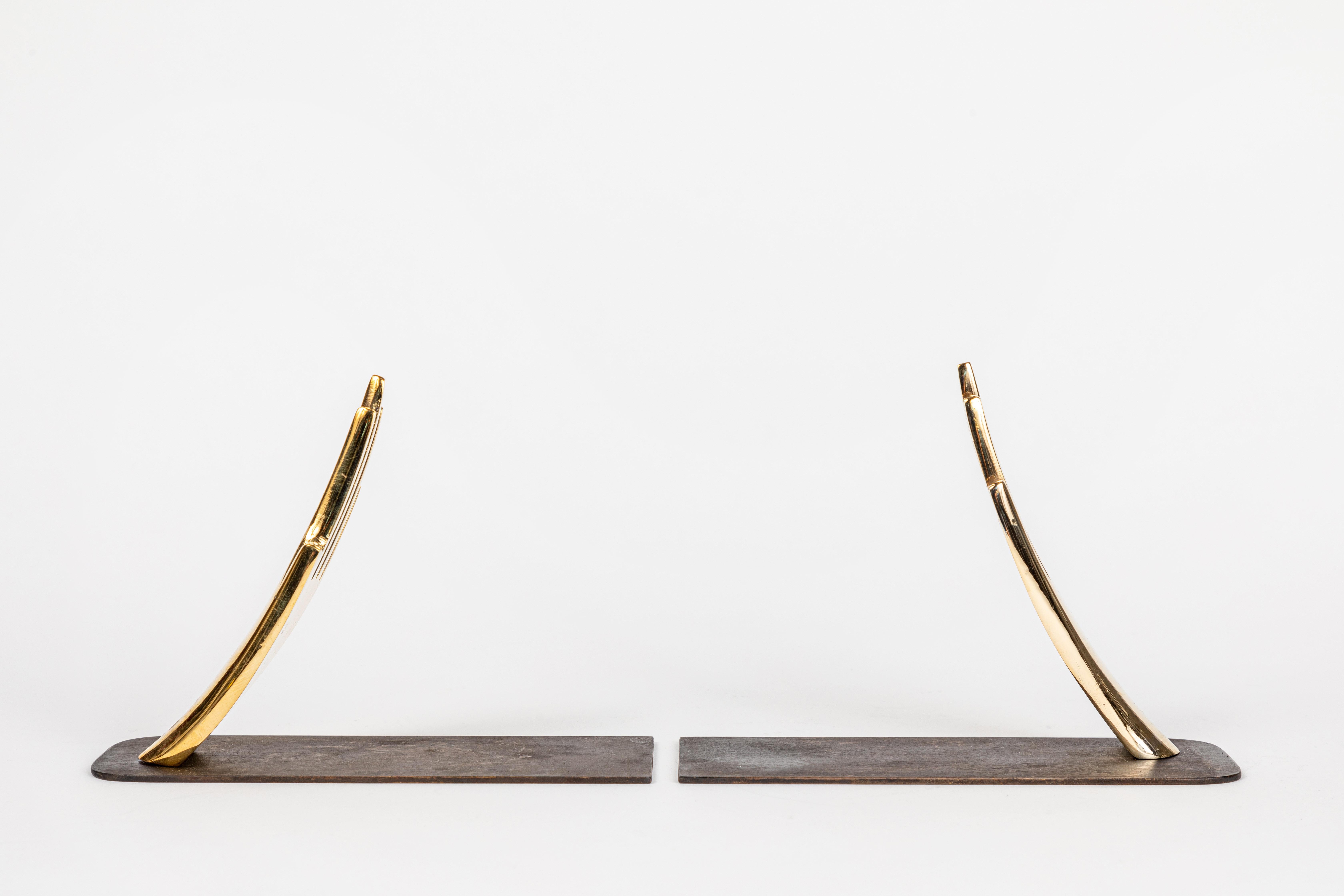 Patinated Pair of Carl Auböck Model #1928 'Hands' Brass Bookends For Sale