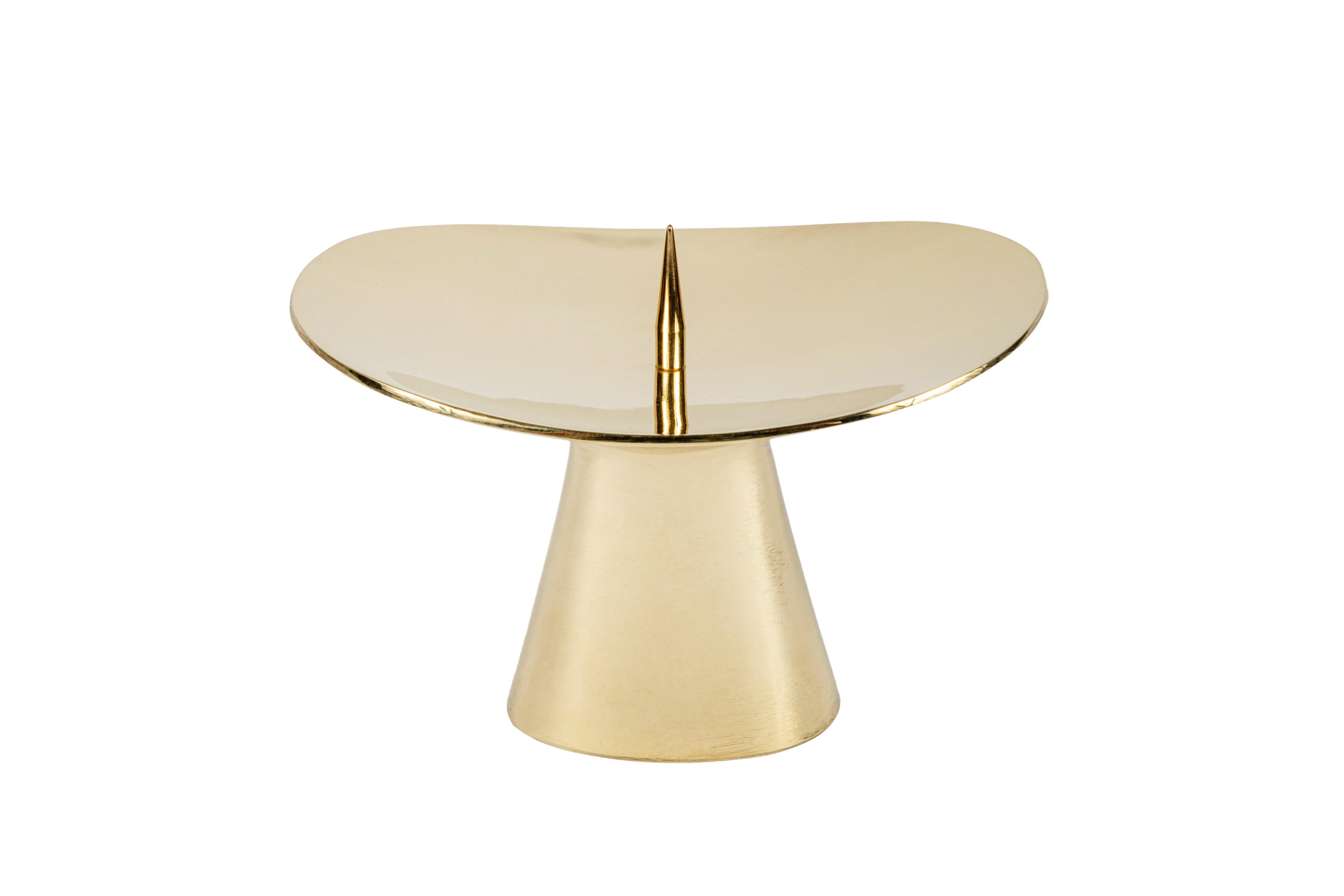 Carl Auböck Model #3469 polished brass candleholder. Designed in the 1950s, this versatile and Minimalist Viennese candleholder is executed in polished and patinated brass by Werkstätte Carl Auböck, Austria. 

Price is per item. Two in stock ready