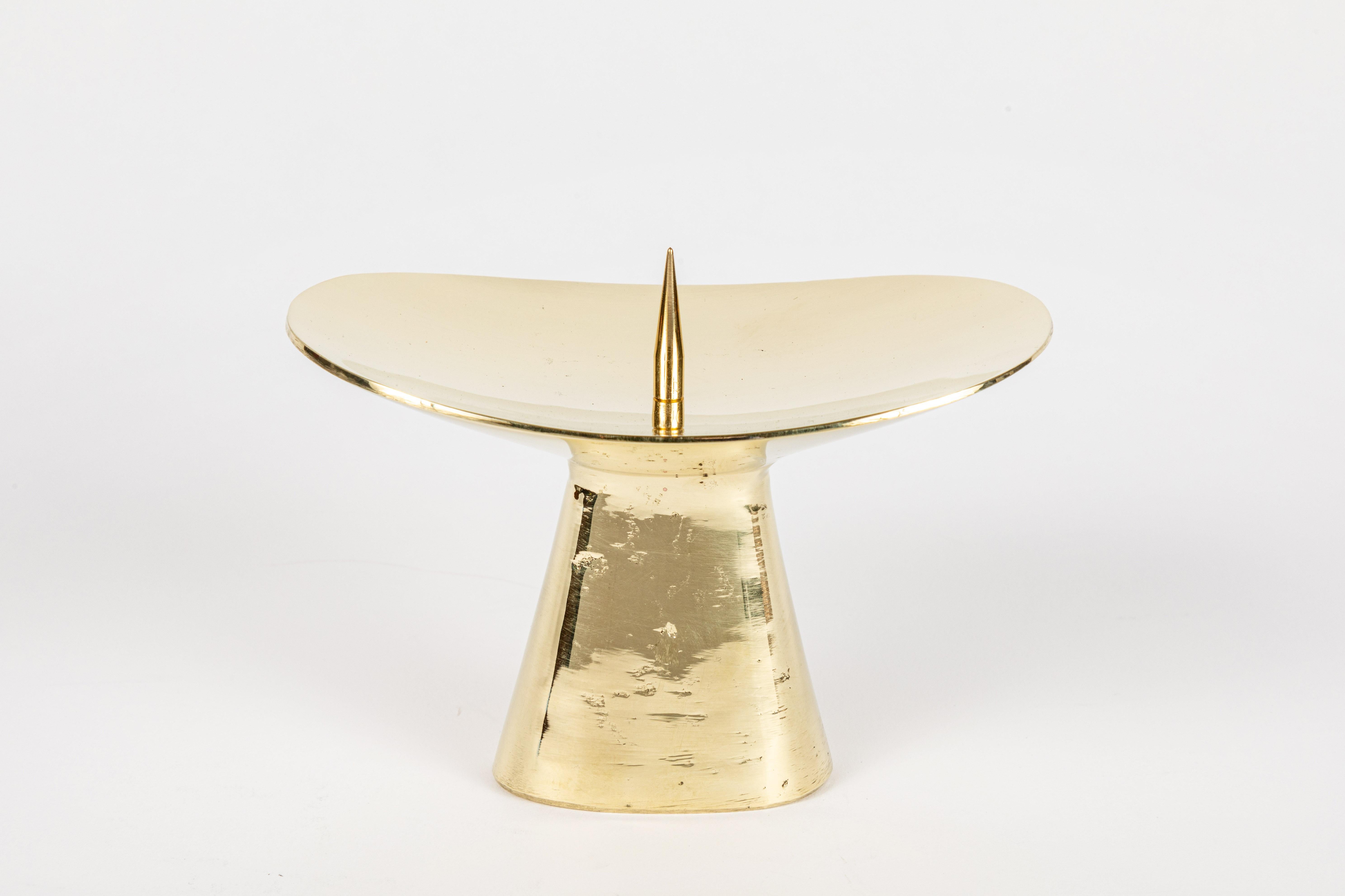 Contemporary Carl Auböck Model #3469 Polished Brass Candleholder For Sale