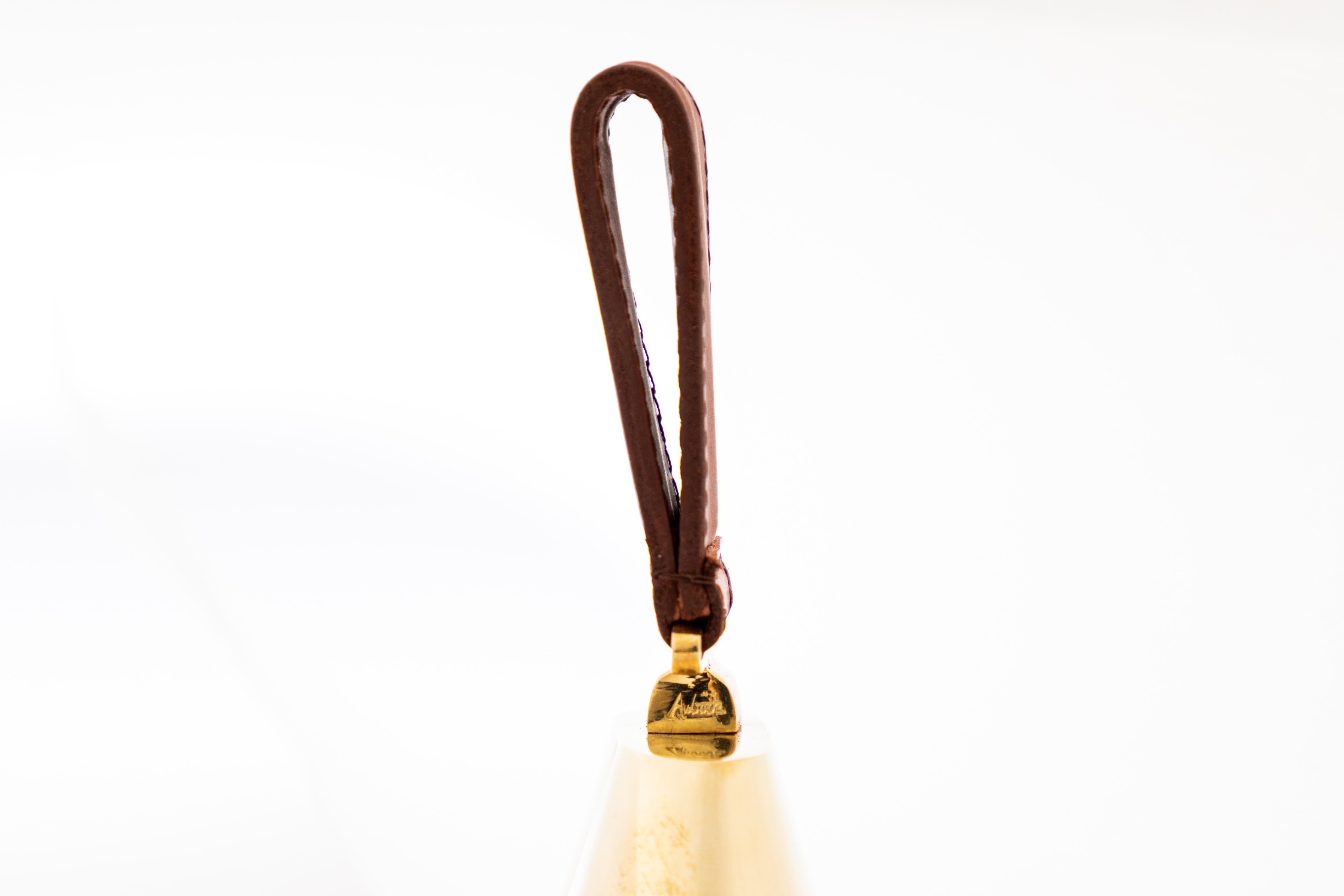 Contemporary Carl Auböck Model #3603L Large Brass and Leather Bell For Sale