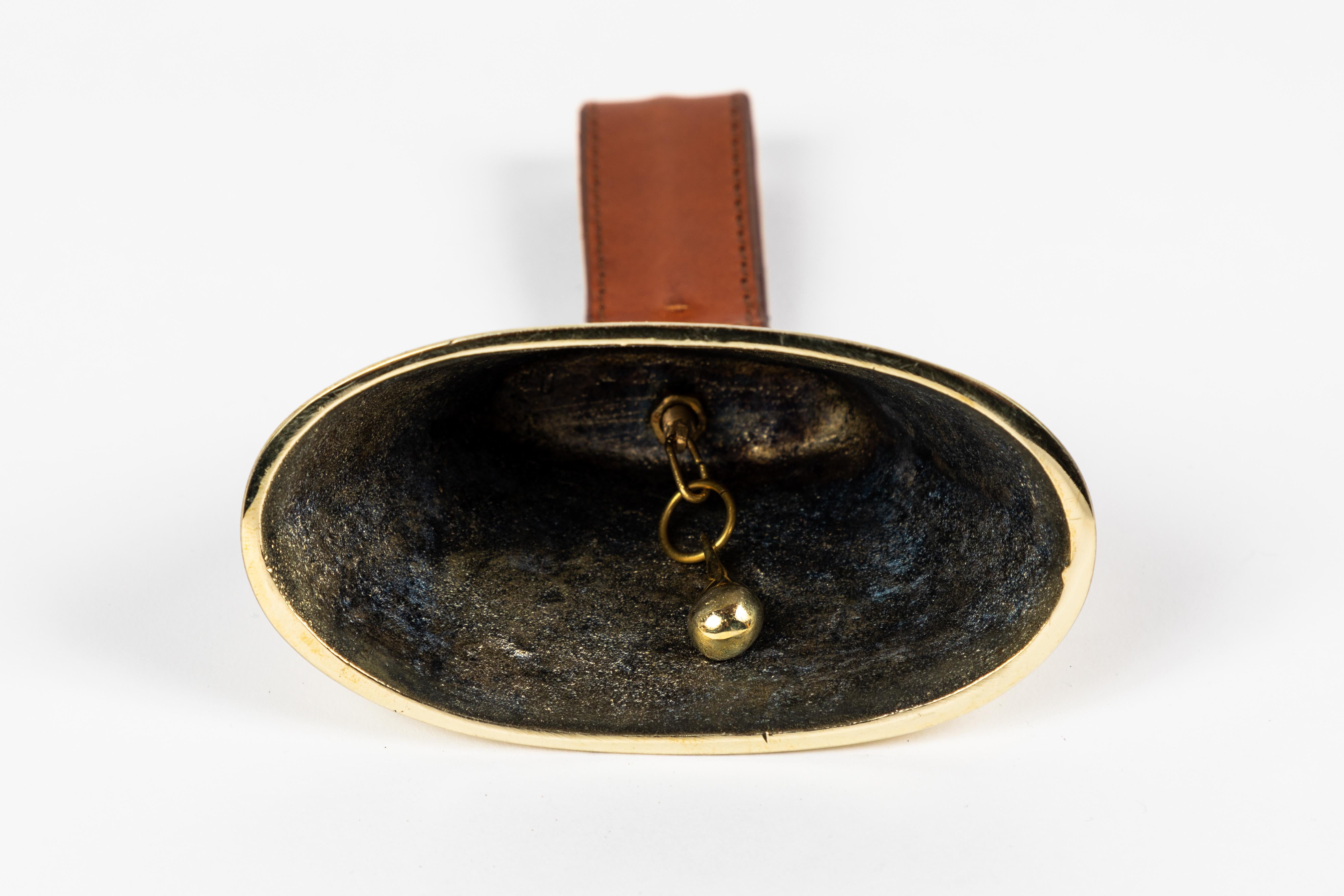 Carl Auböck Model #3603L Large Brass and Leather Bell For Sale 1