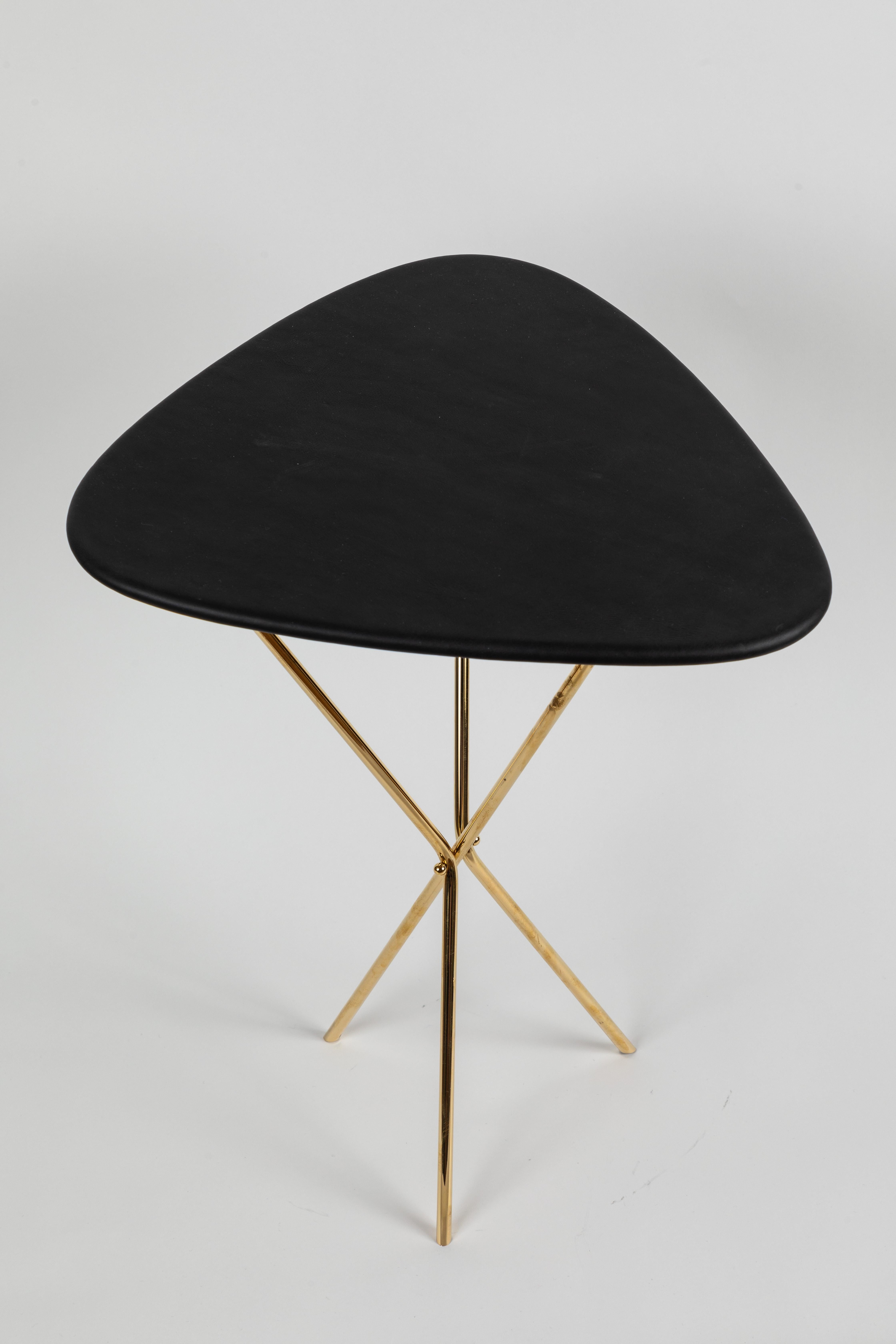 Mid-Century Modern Carl Auböck Model #3642 Brass and Leather Table For Sale
