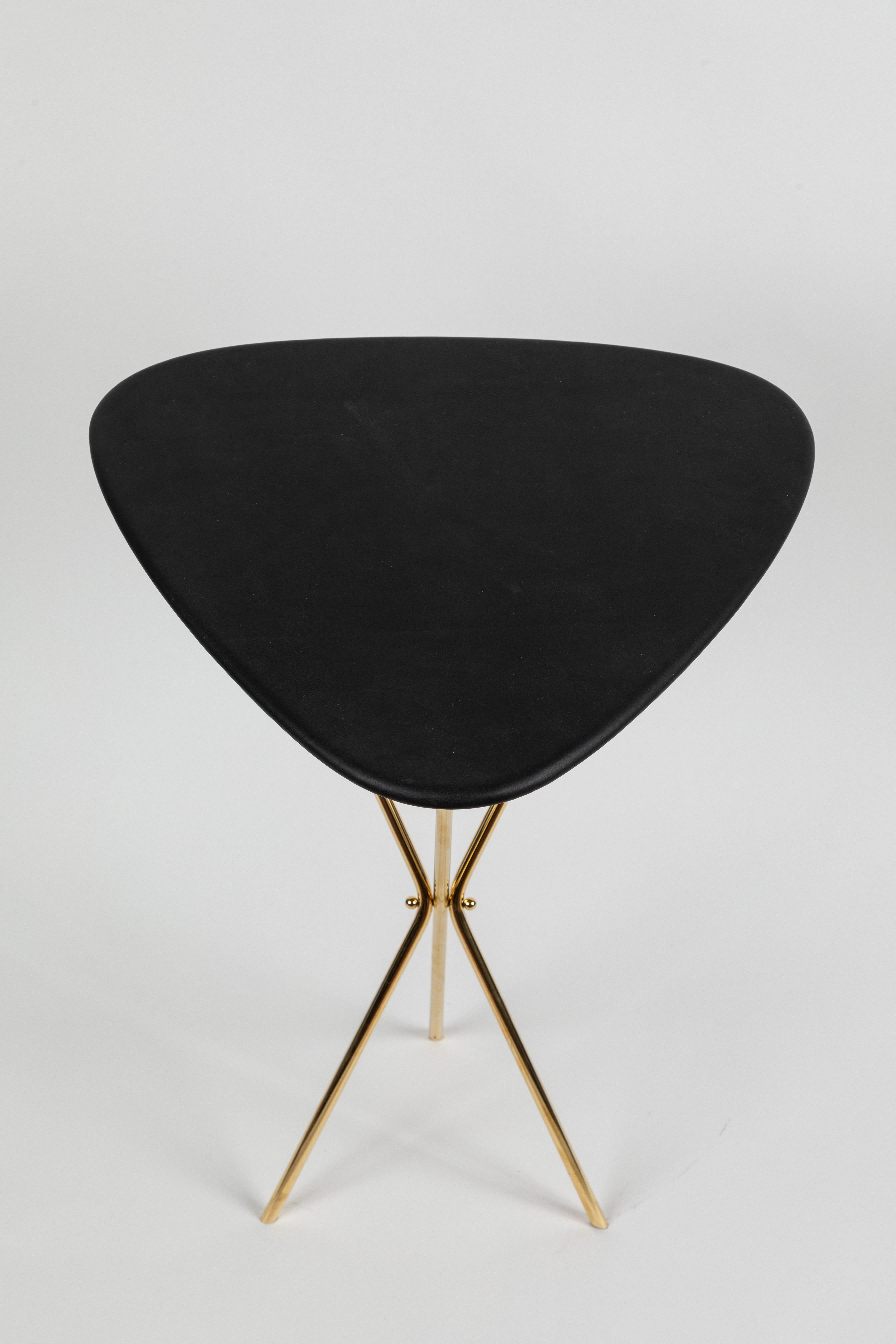 Austrian Carl Auböck Model #3642 Brass and Leather Table For Sale