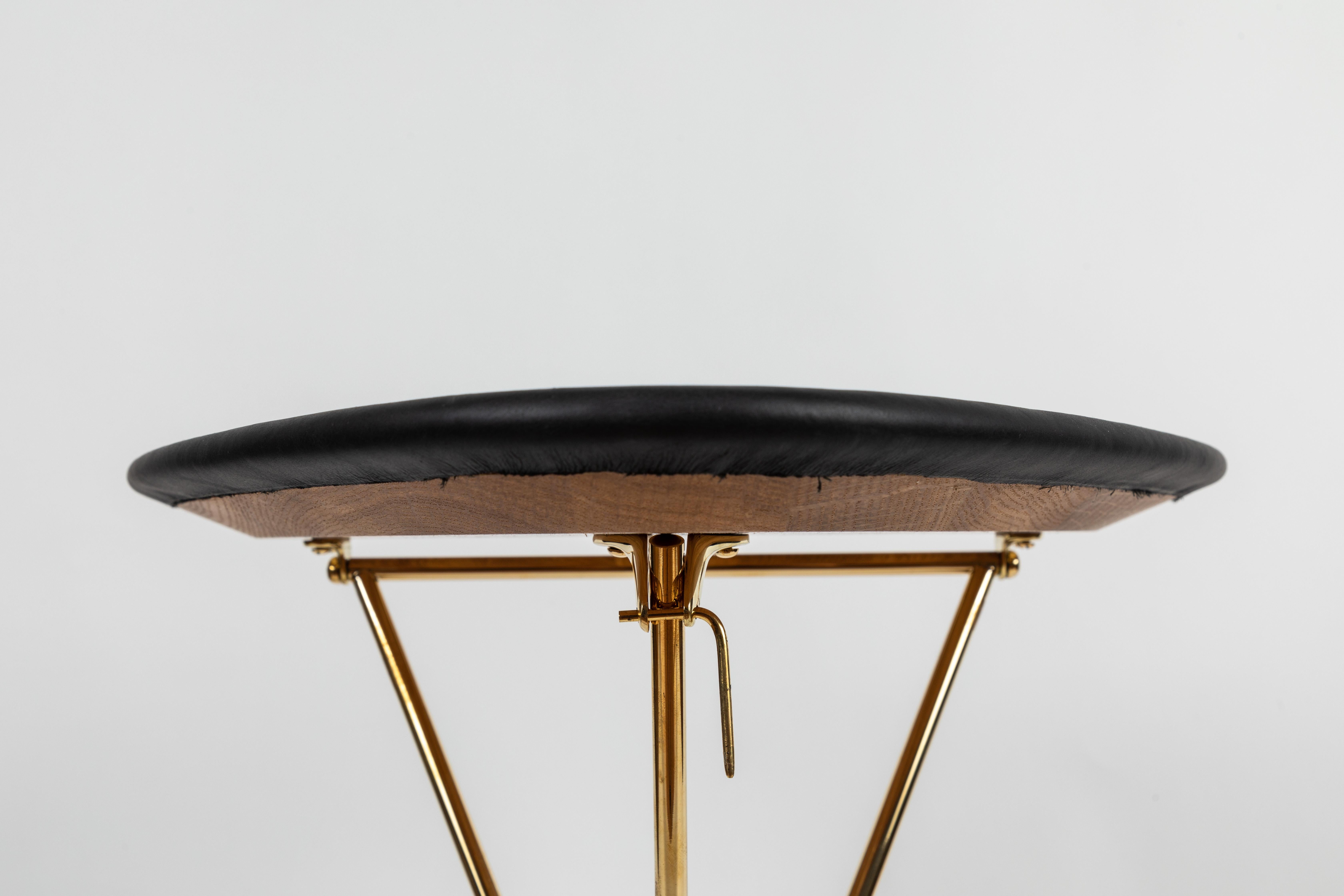 Carl Auböck Model #3642 Brass and Leather Table In New Condition For Sale In Glendale, CA