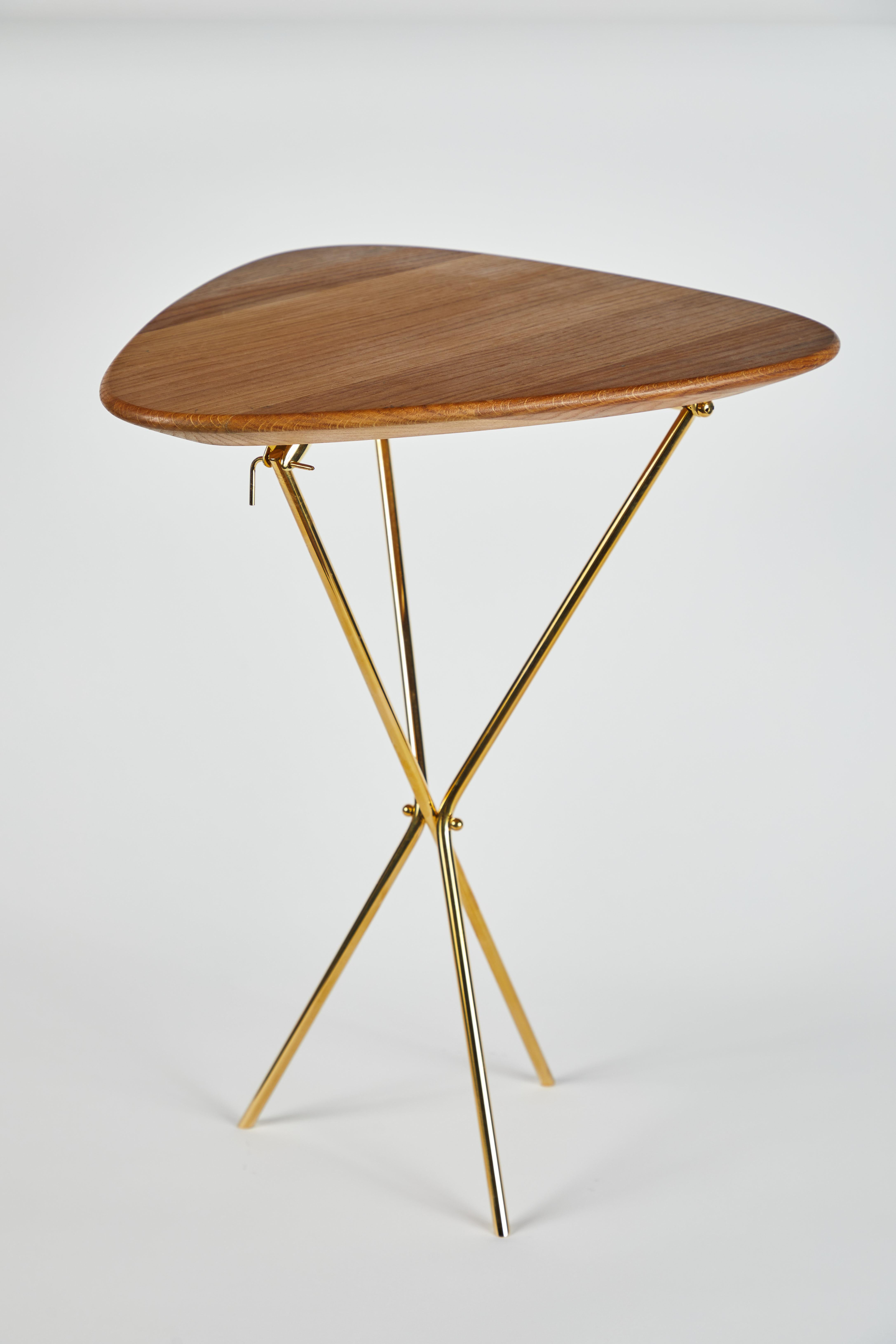 Polished Carl Auböck Model #3642 Brass and Oak Table For Sale