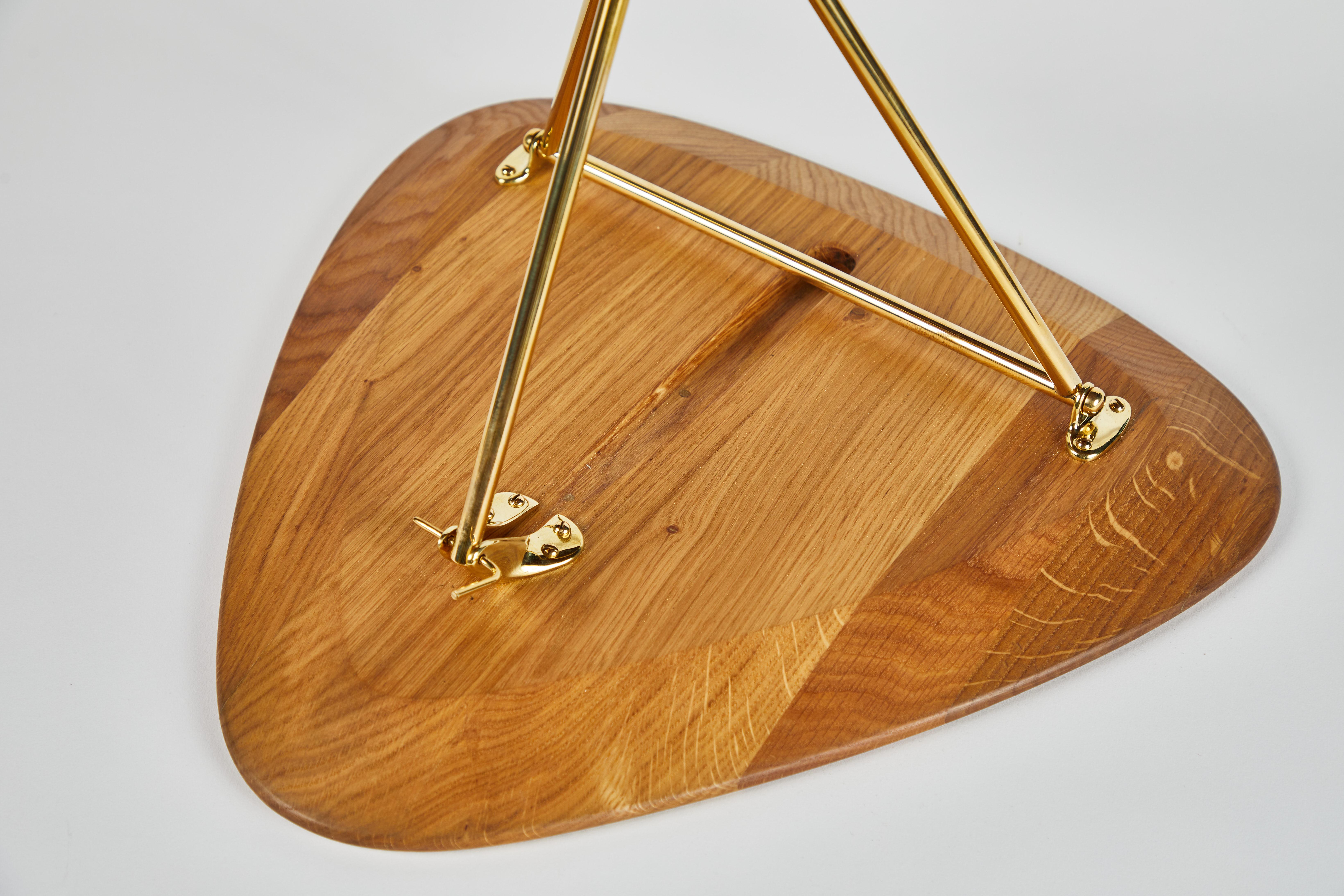 Contemporary Carl Auböck Model #3642 Brass and Oak Table For Sale