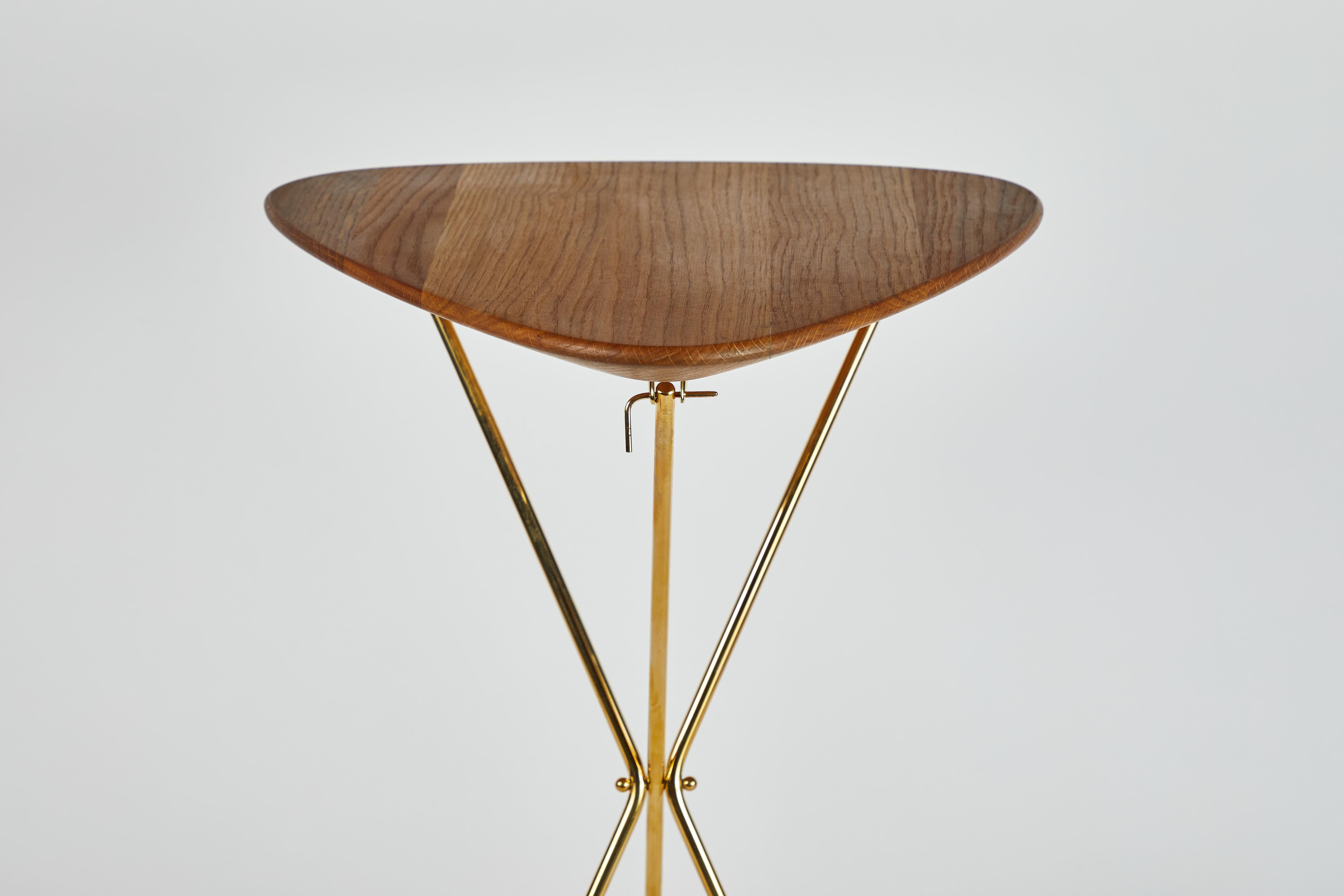 Carl Auböck Model #3642 Brass and Oak Table For Sale 1