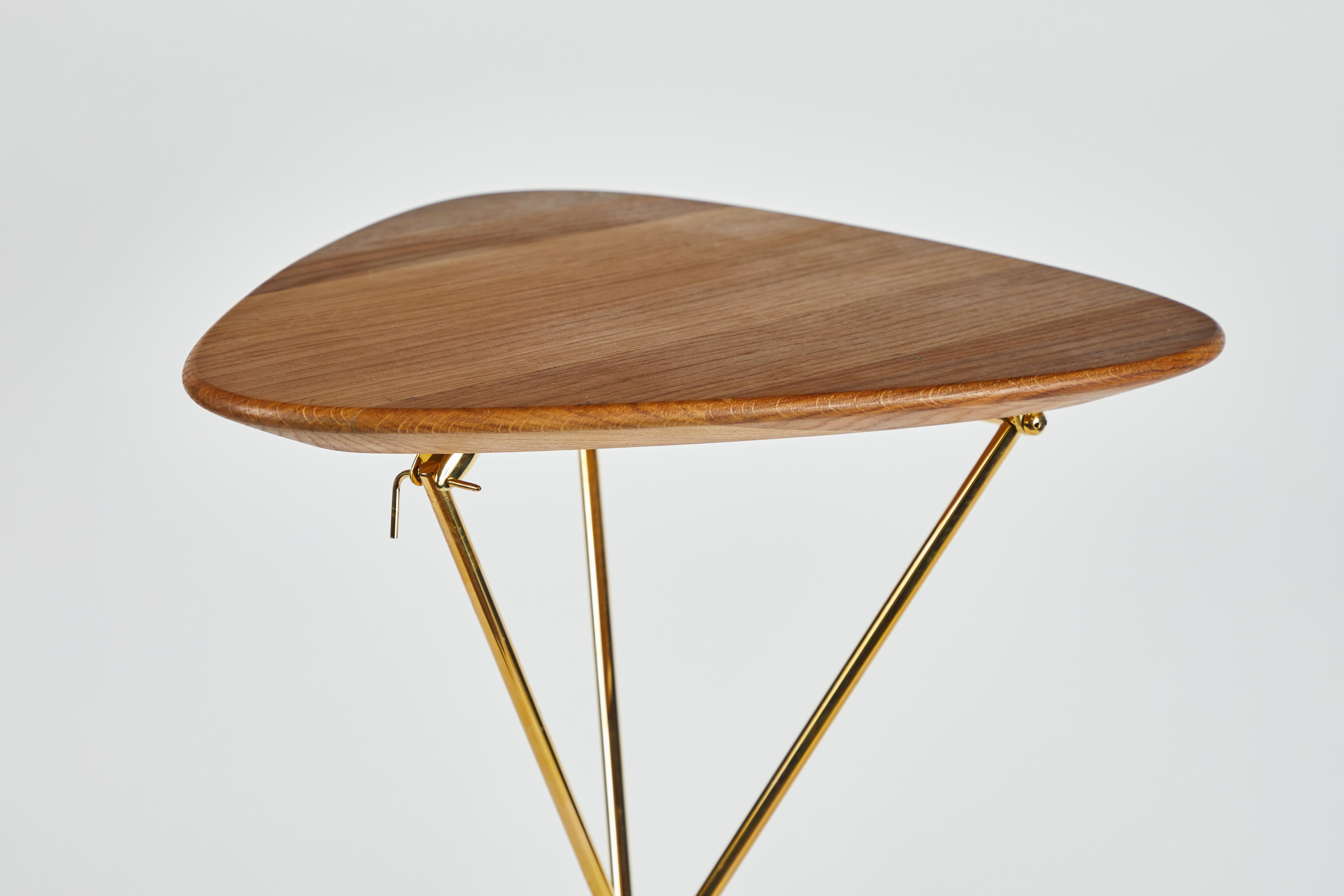 Carl Auböck Model #3642 Brass and Oak Table For Sale 5