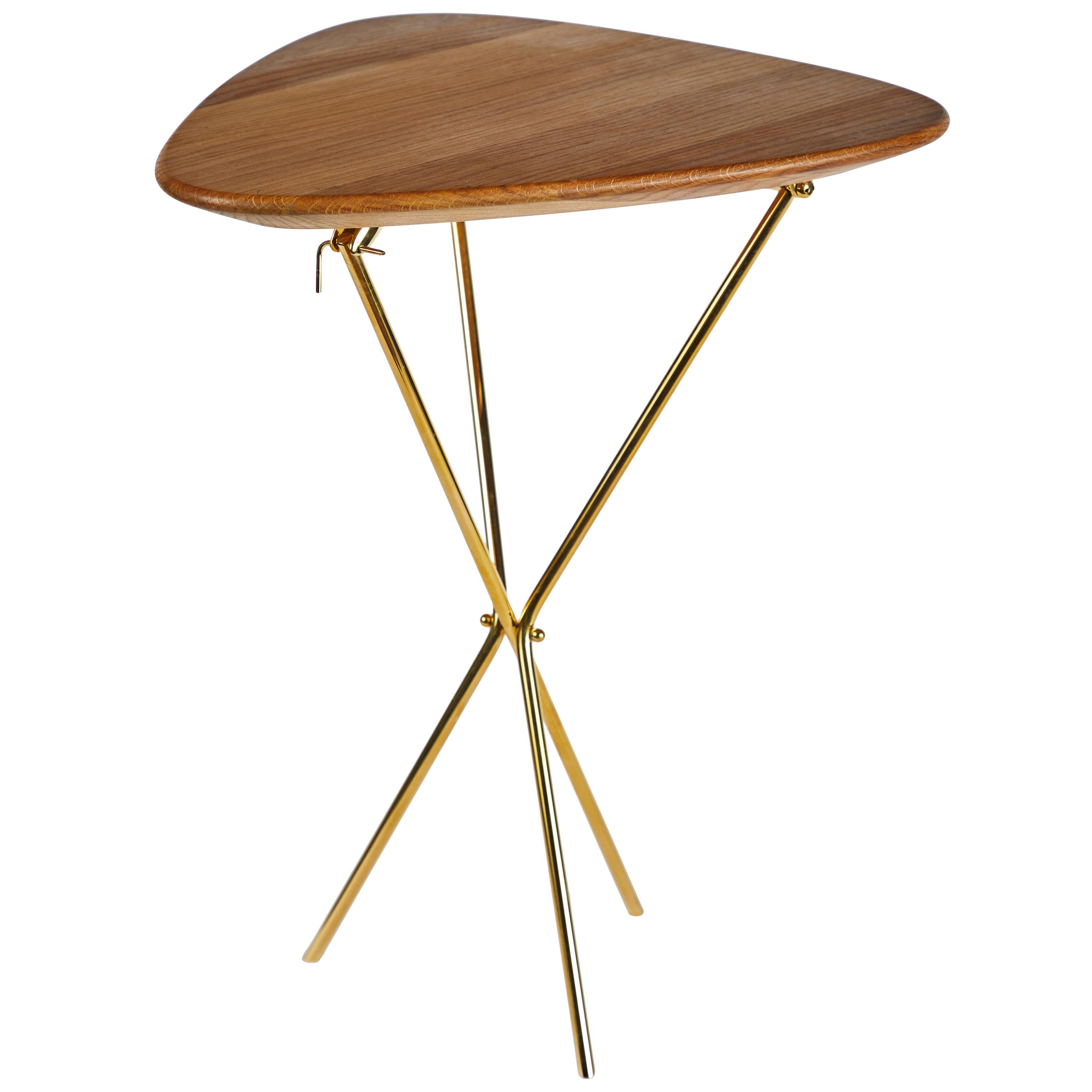 Carl Auböck Model #3642 Brass and Oak Table For Sale