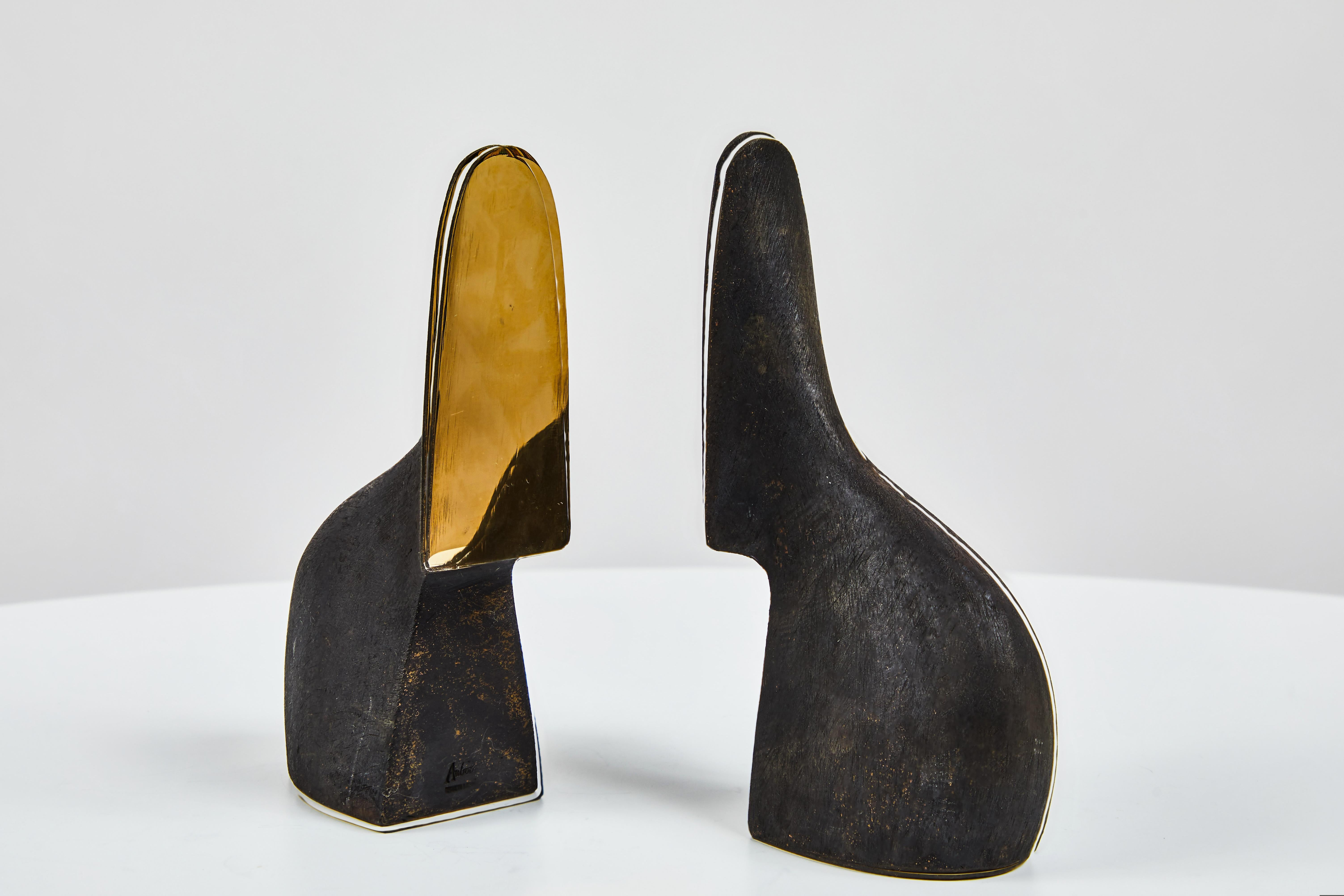 Mid-Century Modern Pair of Carl Auböck Model #3652 Brass Bookends For Sale