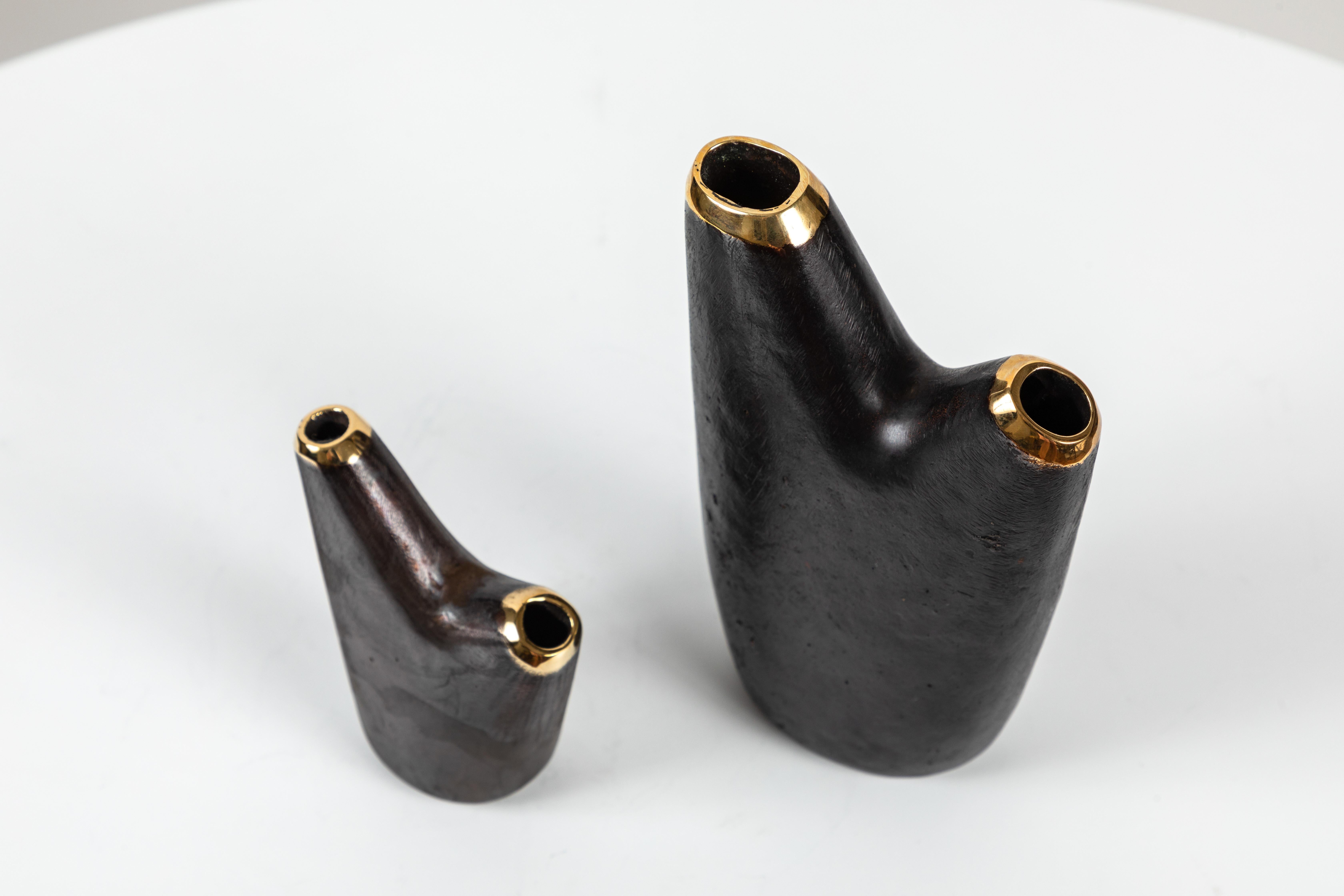 Patinated Carl Auböck Model #3794/1 'Aorta' Brass Vase For Sale