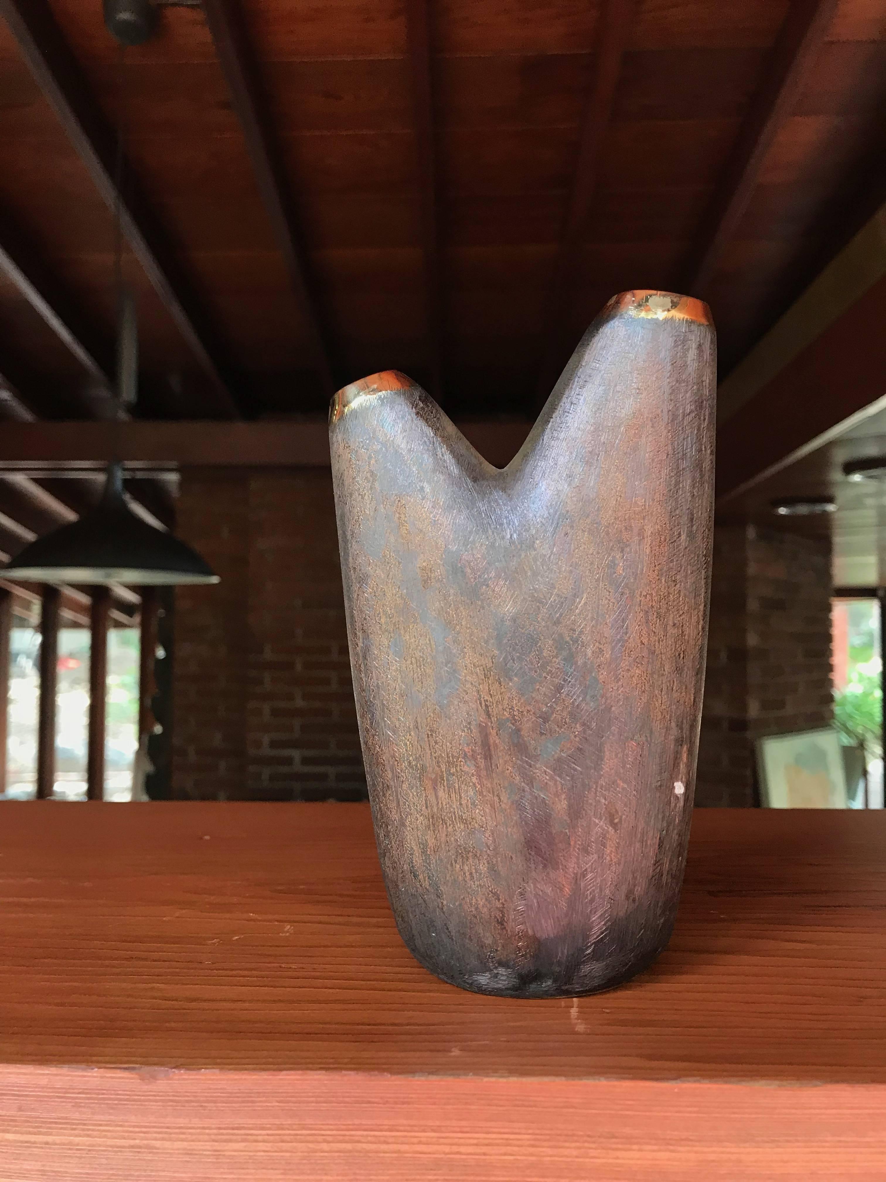 Patinated Carl Auböck Model #3794 'Aorta' Brass Vase