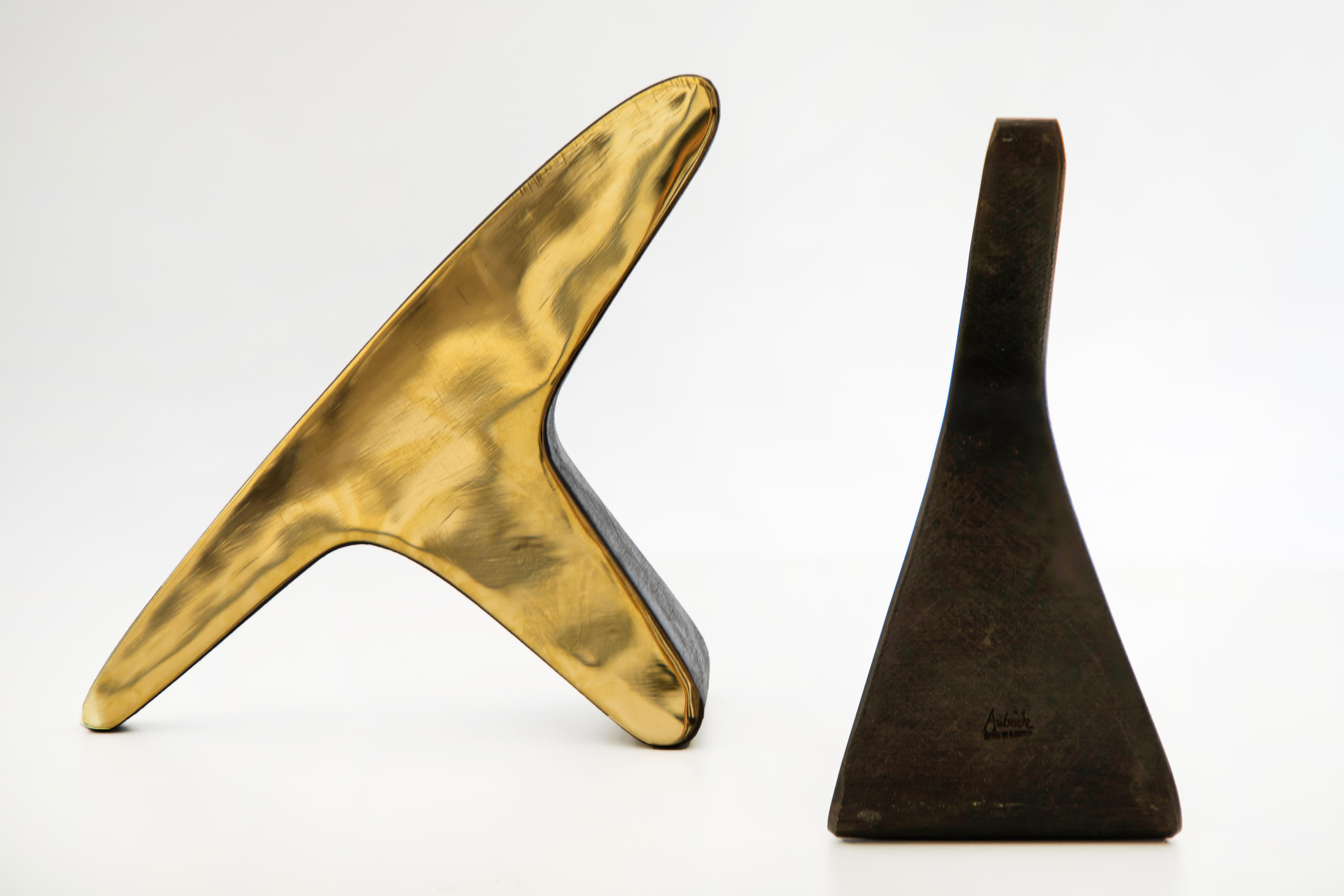 Austrian Pair of Carl Auböck Model #3847 Brass Bookends For Sale