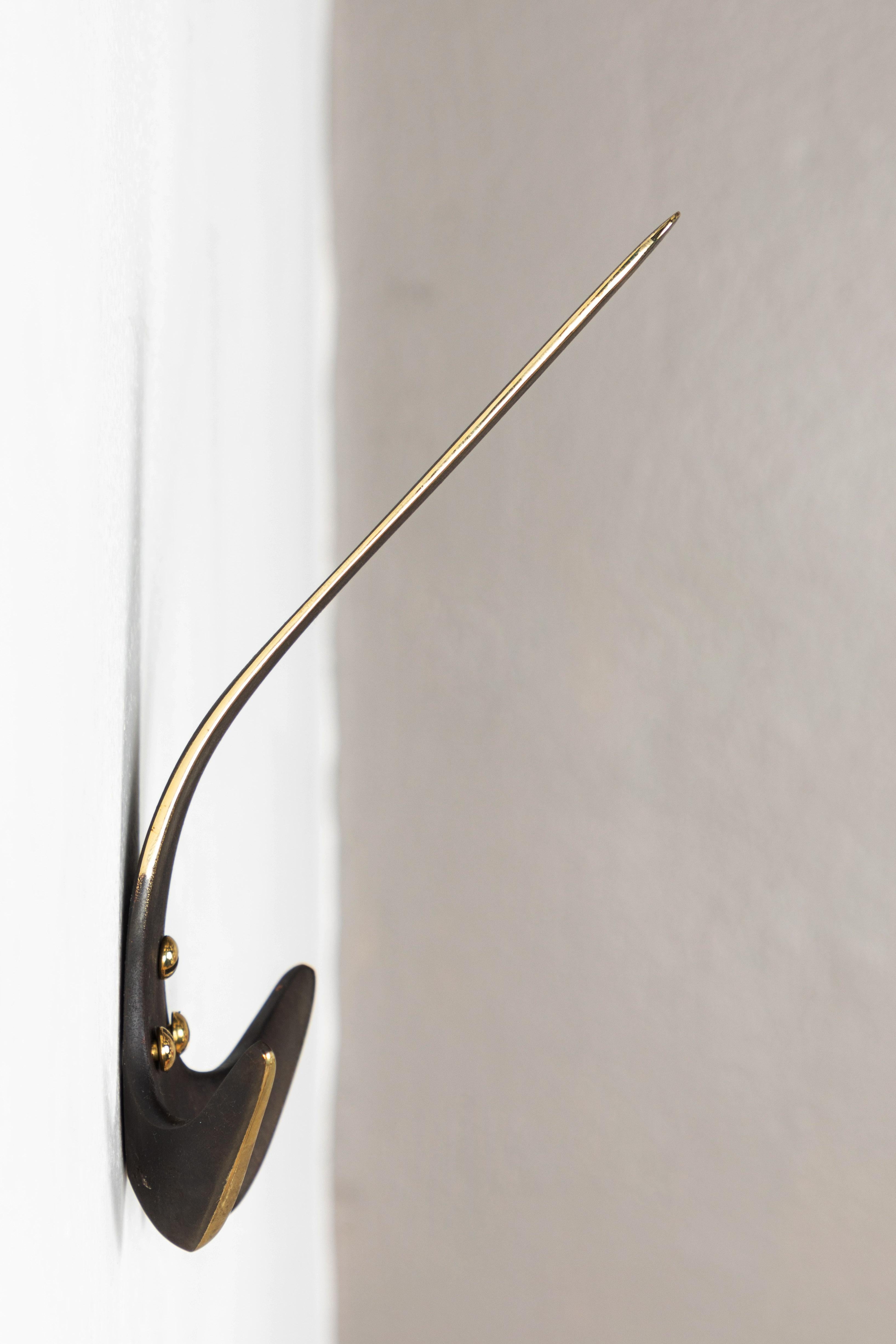 Contemporary Carl Auböck Model #4056 Patinated Brass Hook For Sale
