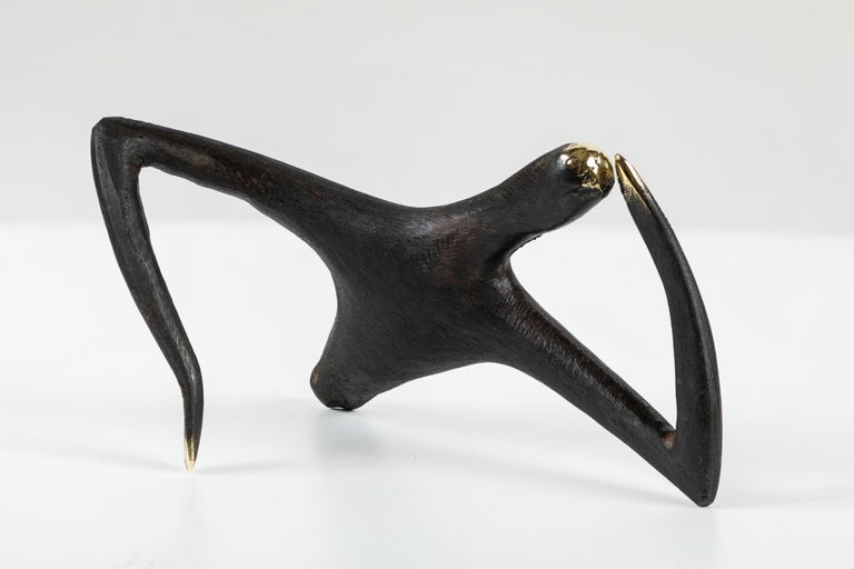 Mid-Century Modern Carl Auböck Model #4059 'Optimist/Pessimist' Brass Sculpture For Sale