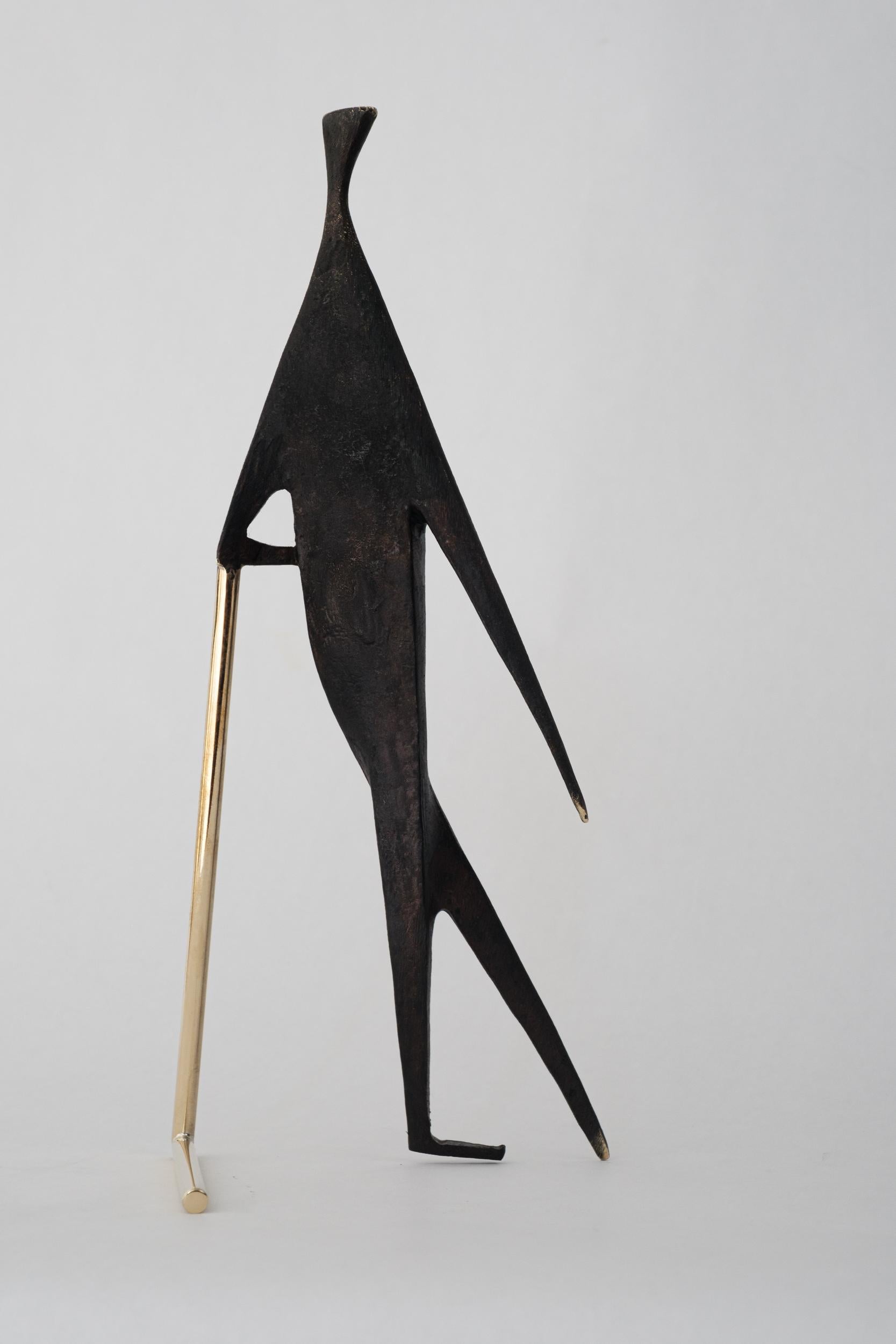 Carl Auböck Model #4060 'Man with Stick' Brass Sculpture For Sale 8