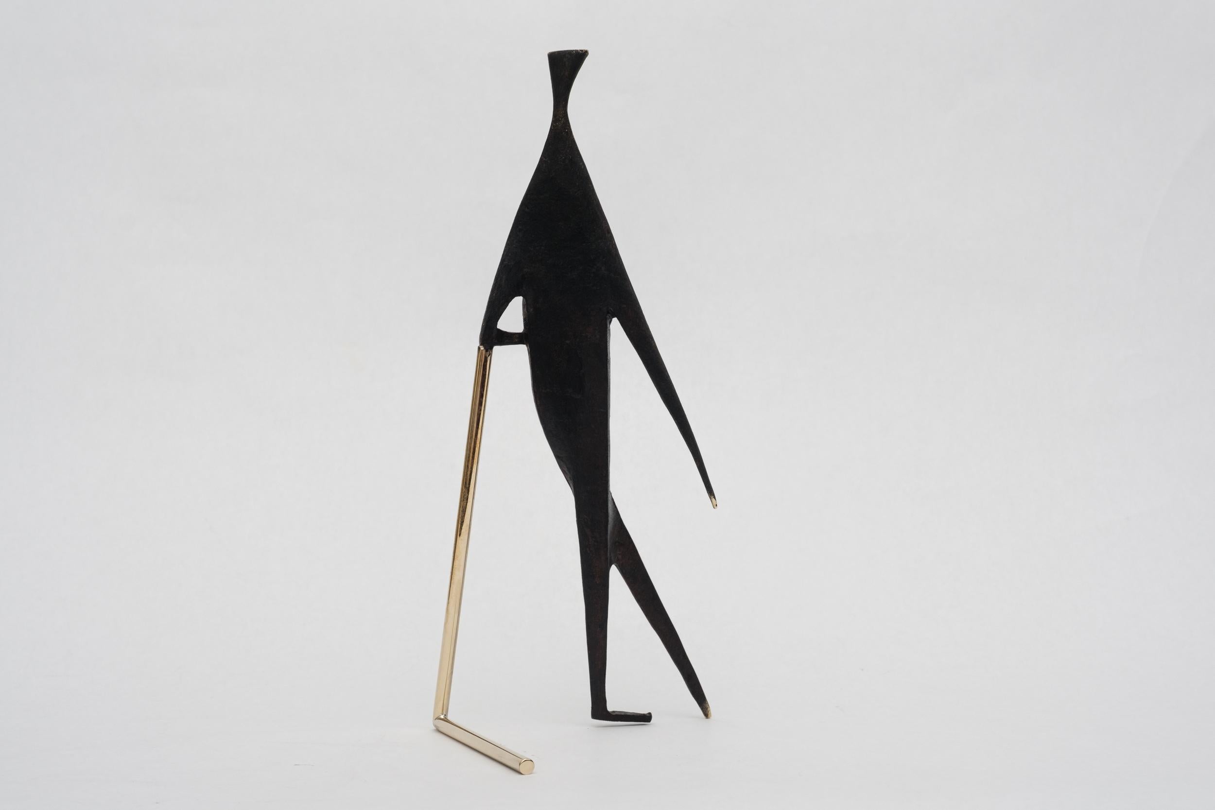 Carl Auböck Model #4060 'Man with Stick' Brass Sculpture For Sale 9