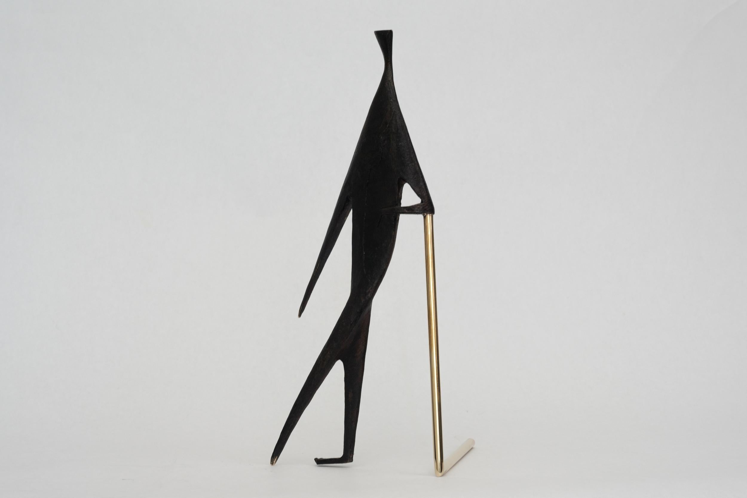 Carl Auböck Model #4060 'Man with Stick' Brass Sculpture For Sale 11