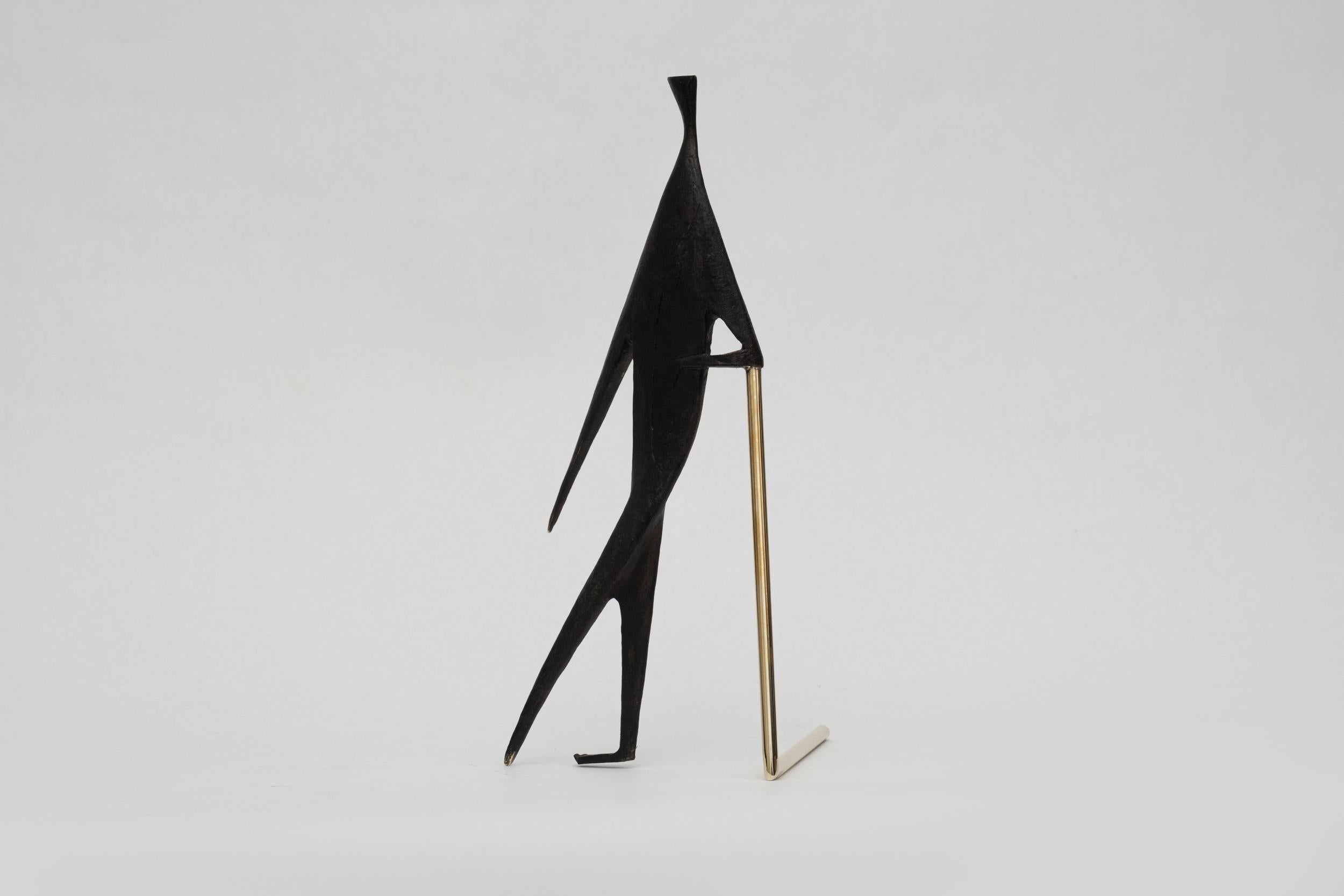 Carl Auböck Model #4060 'Man with Stick' Brass Sculpture For Sale 12