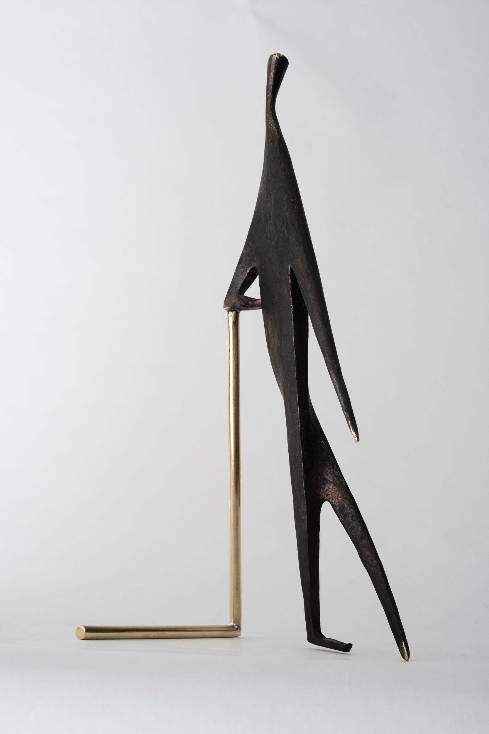 Carl Auböck Model #4060 'Man with Stick' Brass Sculpture In New Condition For Sale In Glendale, CA