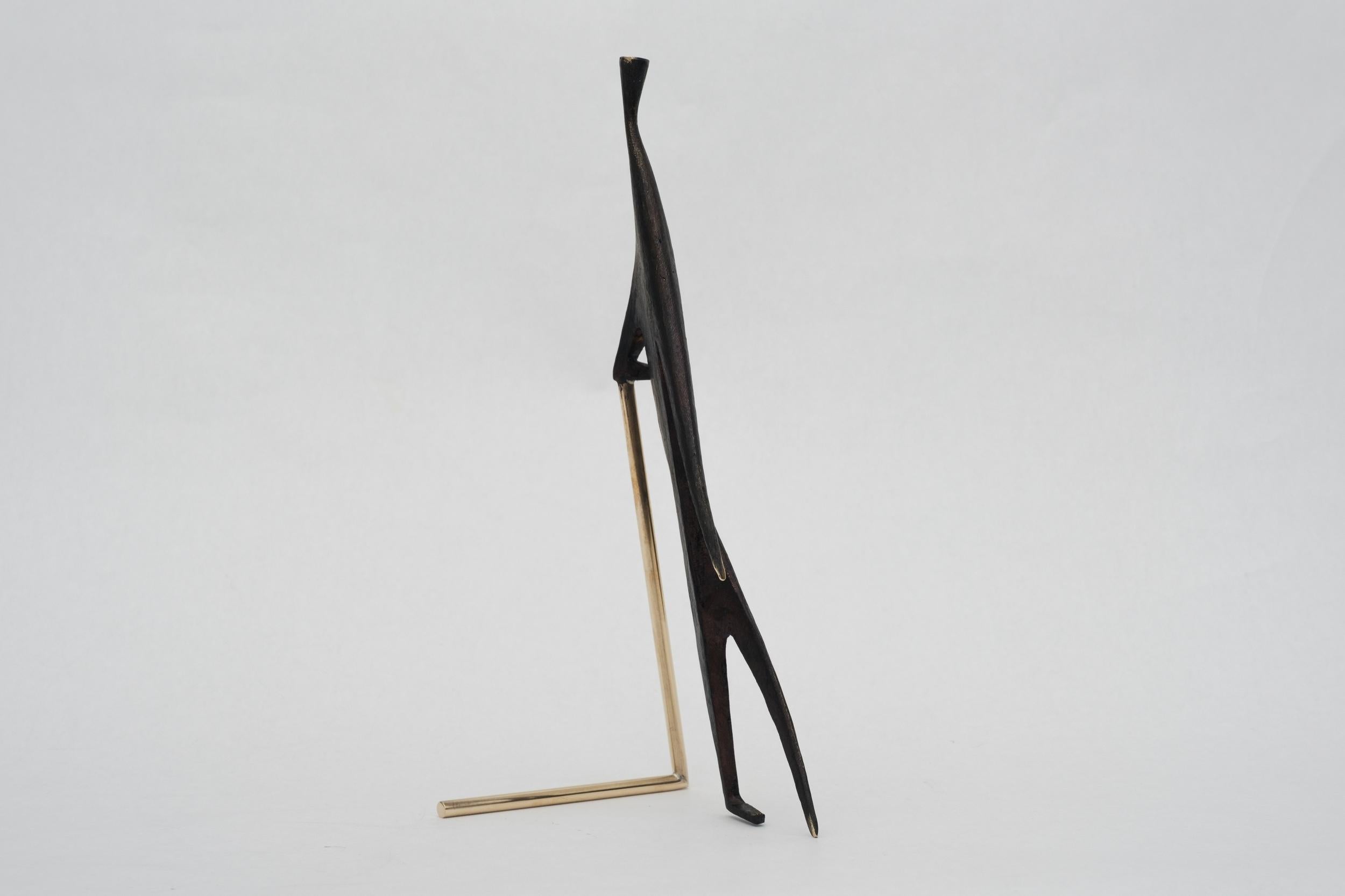Contemporary Carl Auböck Model #4060 'Man with Stick' Brass Sculpture For Sale