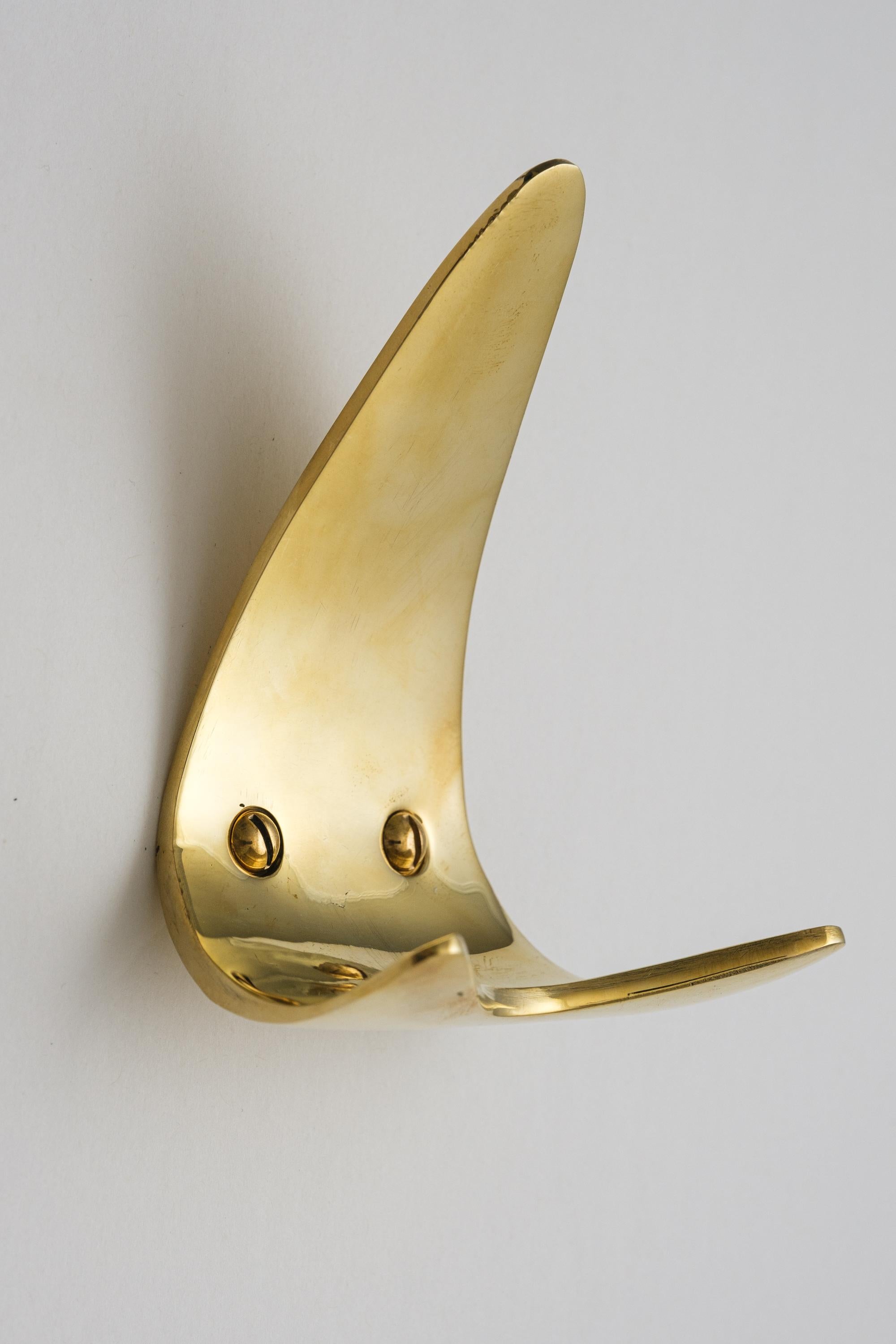 Mid-Century Modern Carl Auböck Model #4086 Hook in Polished Brass For Sale
