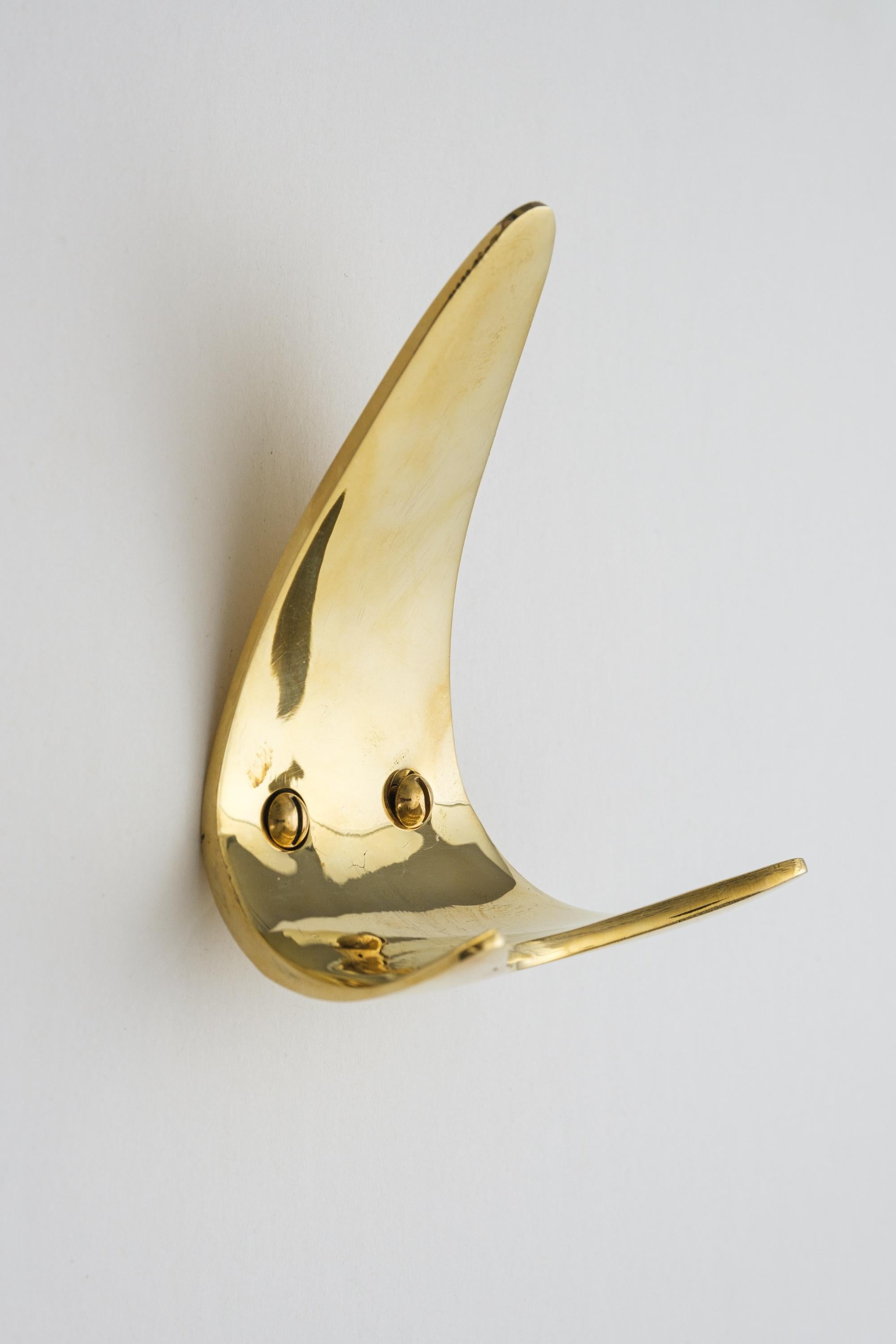 Austrian Carl Auböck Model #4086 Hook in Polished Brass For Sale