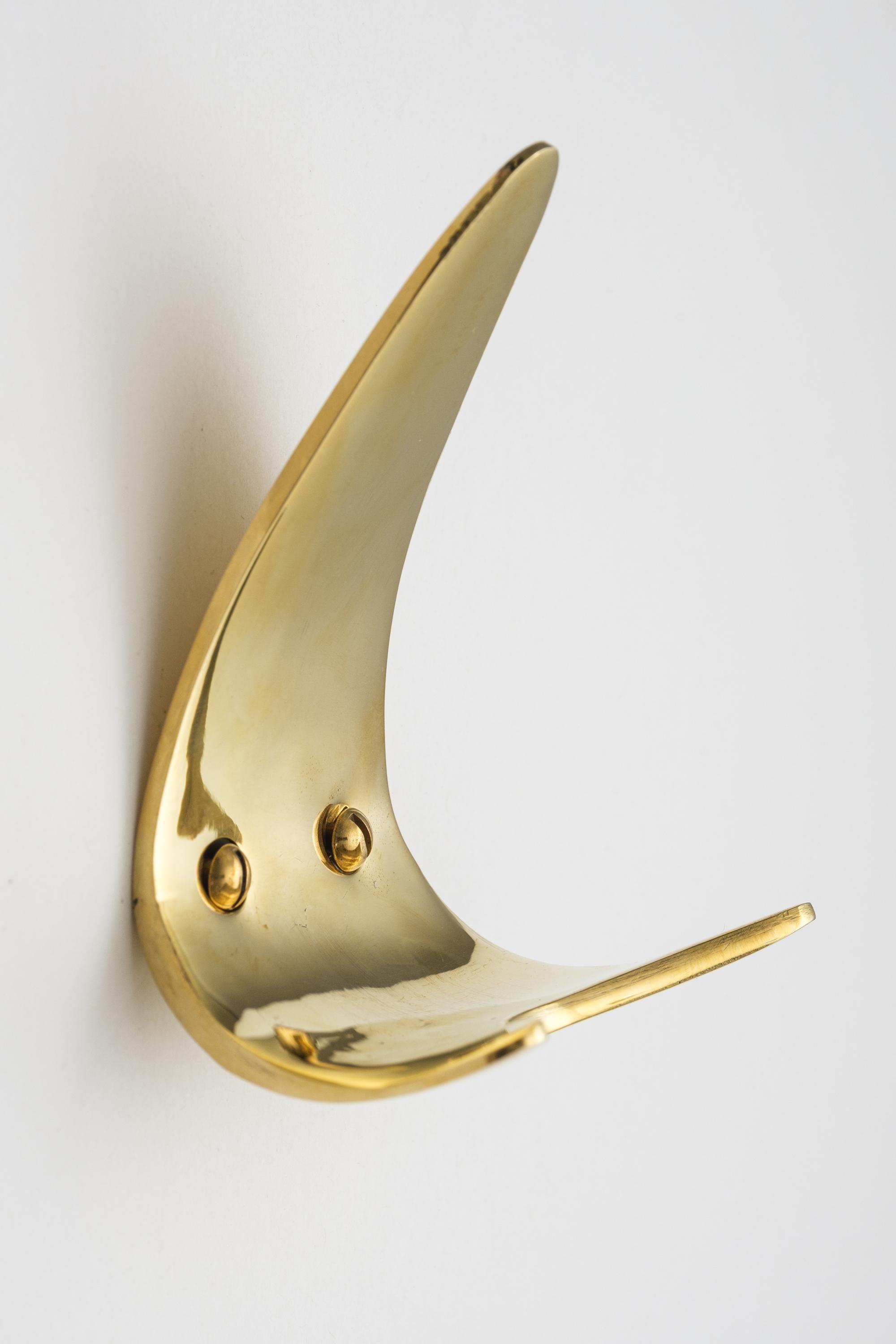 Contemporary Carl Auböck Model #4086 Hook in Polished Brass For Sale