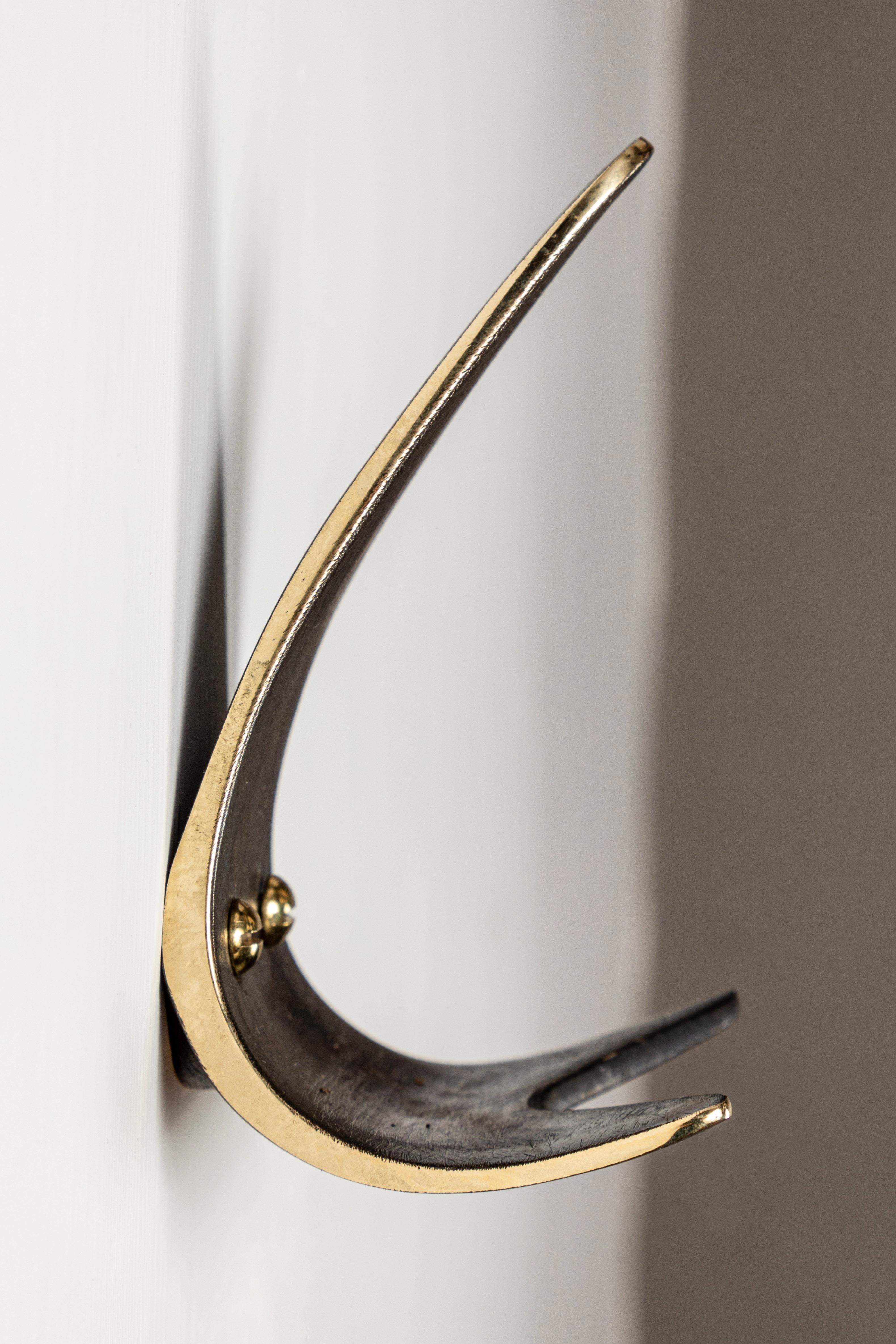 Contemporary Carl Auböck Model #4086 Patinated Brass Hook For Sale