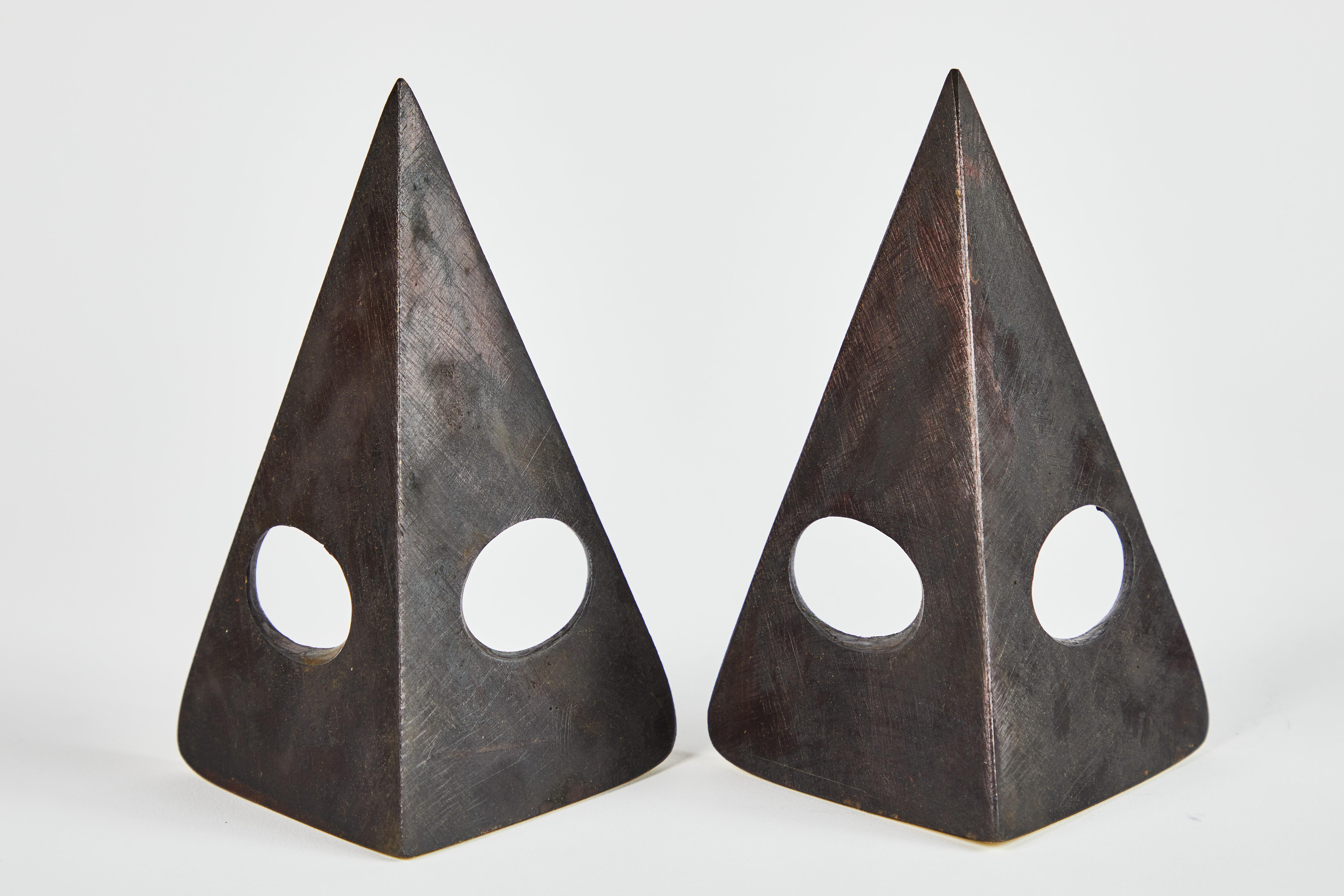 Contemporary Pair of Carl Auböck Model #4100 Patinated Brass Bookends For Sale