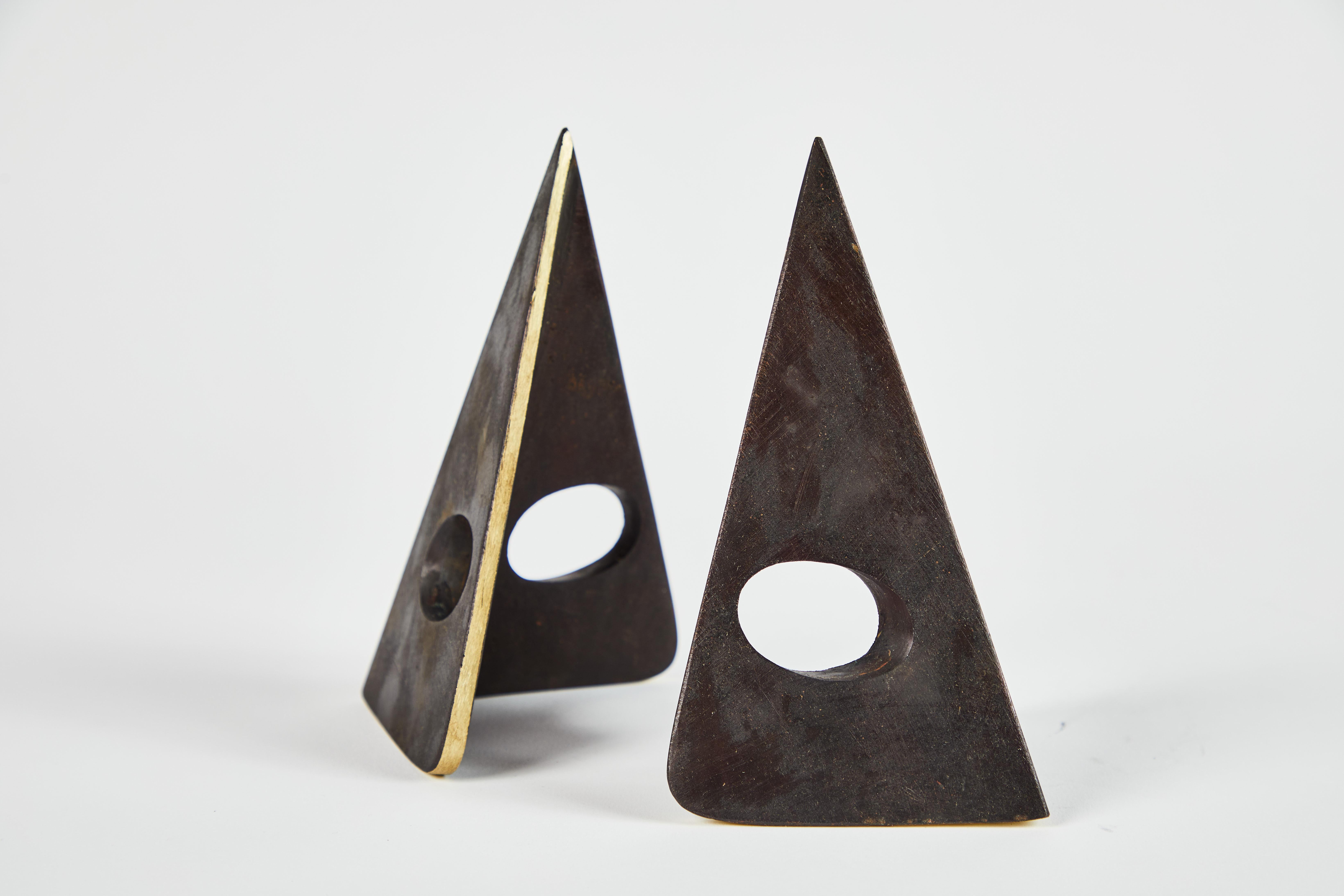 Pair of Carl Auböck Model #4100 Patinated Brass Bookends For Sale 1