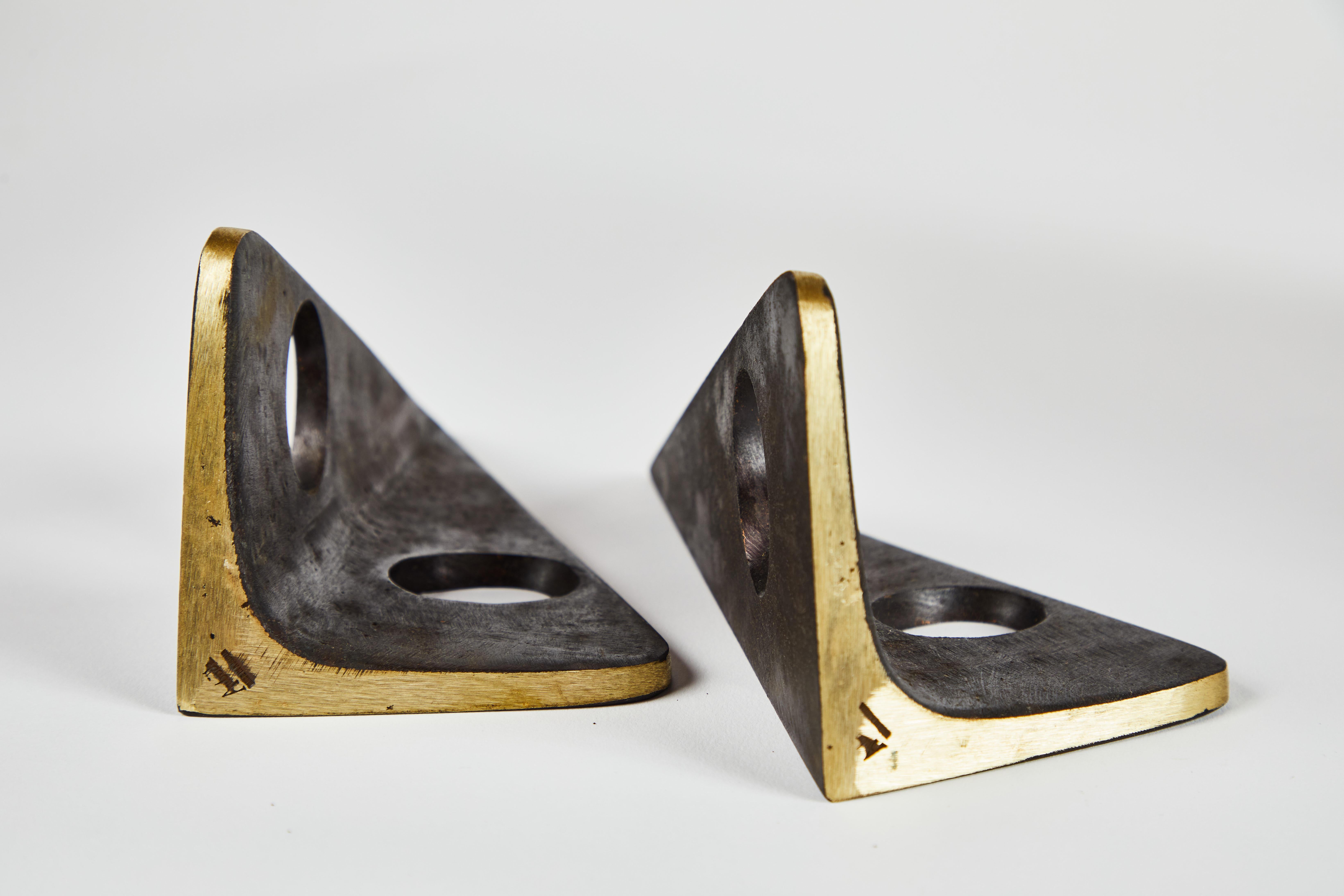 Pair of Carl Auböck Model #4100 Patinated Brass Bookends For Sale 2