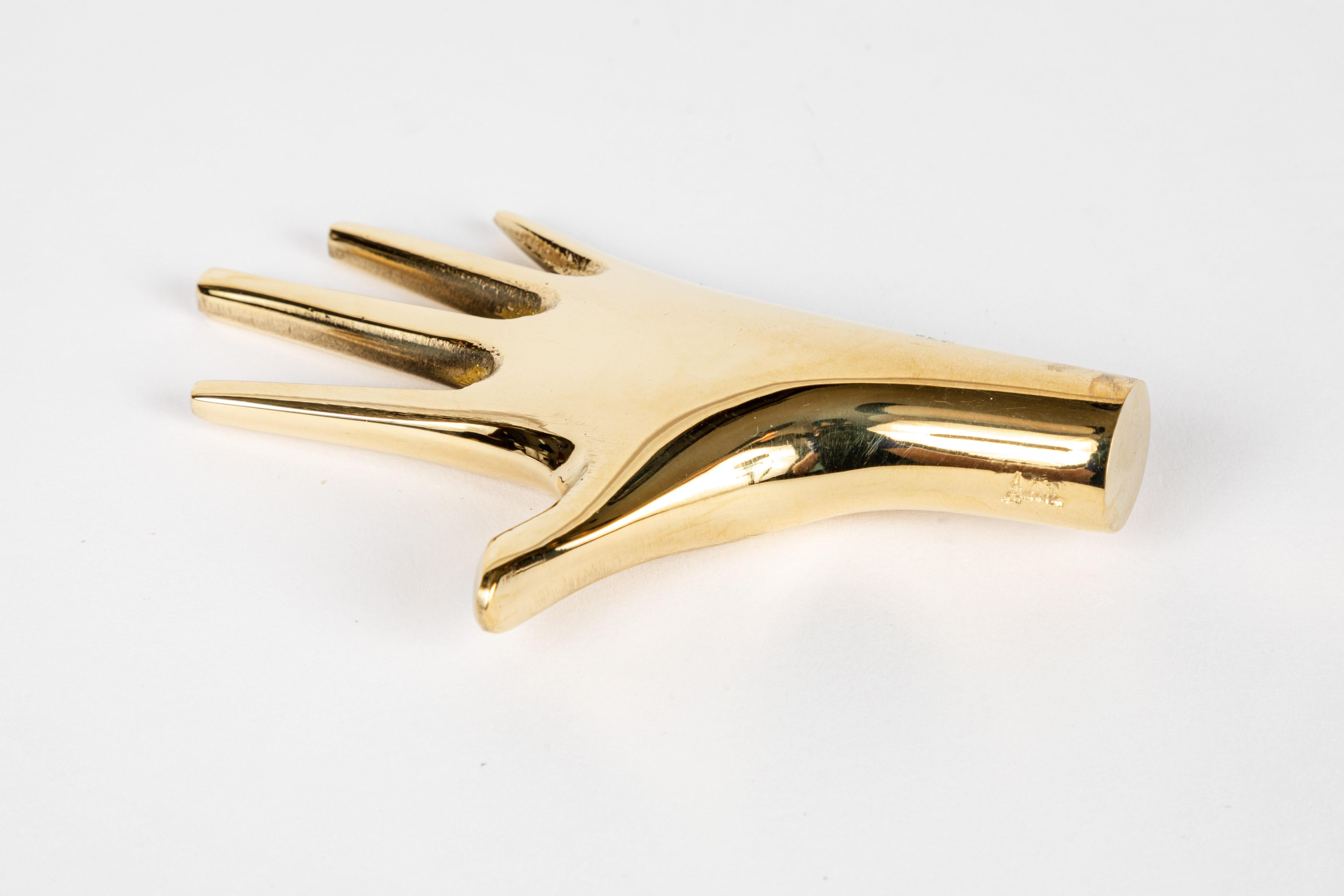 Austrian Carl Auböck Model #4223 'Hand' Brass Paperweight For Sale