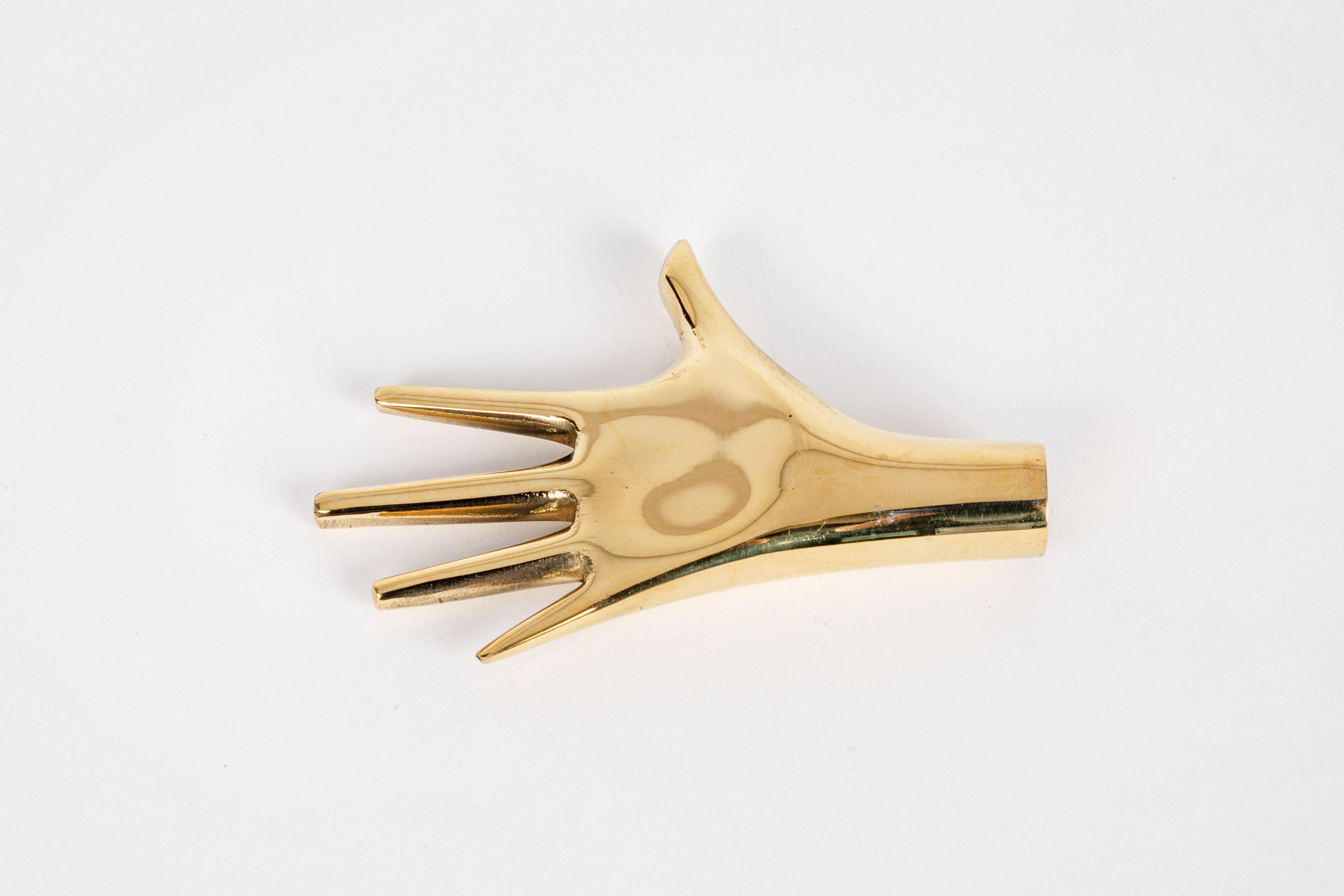 Polished Carl Auböck Model #4223 'Hand' Brass Paperweight For Sale