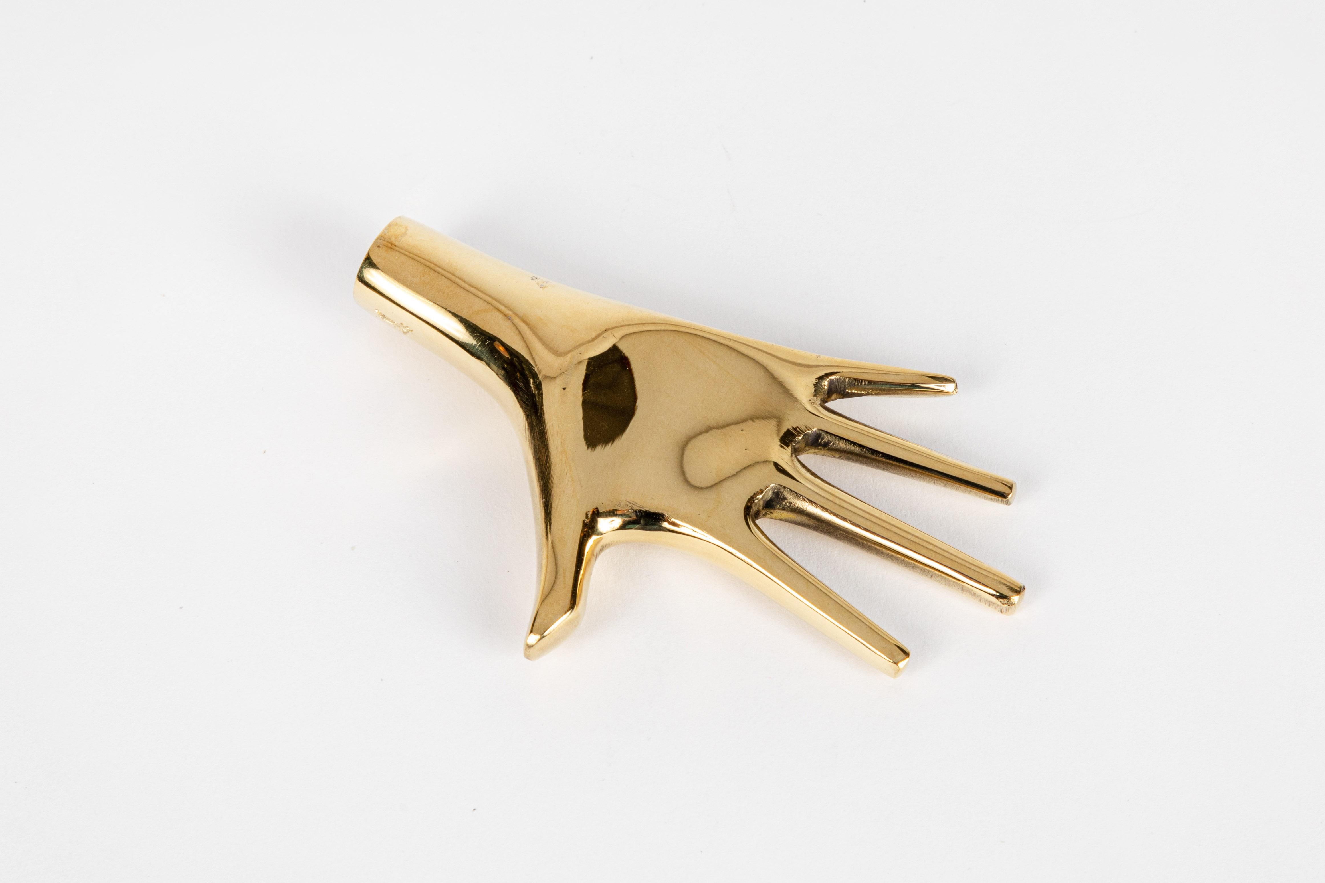 Contemporary Carl Auböck Model #4223 'Hand' Brass Paperweight For Sale
