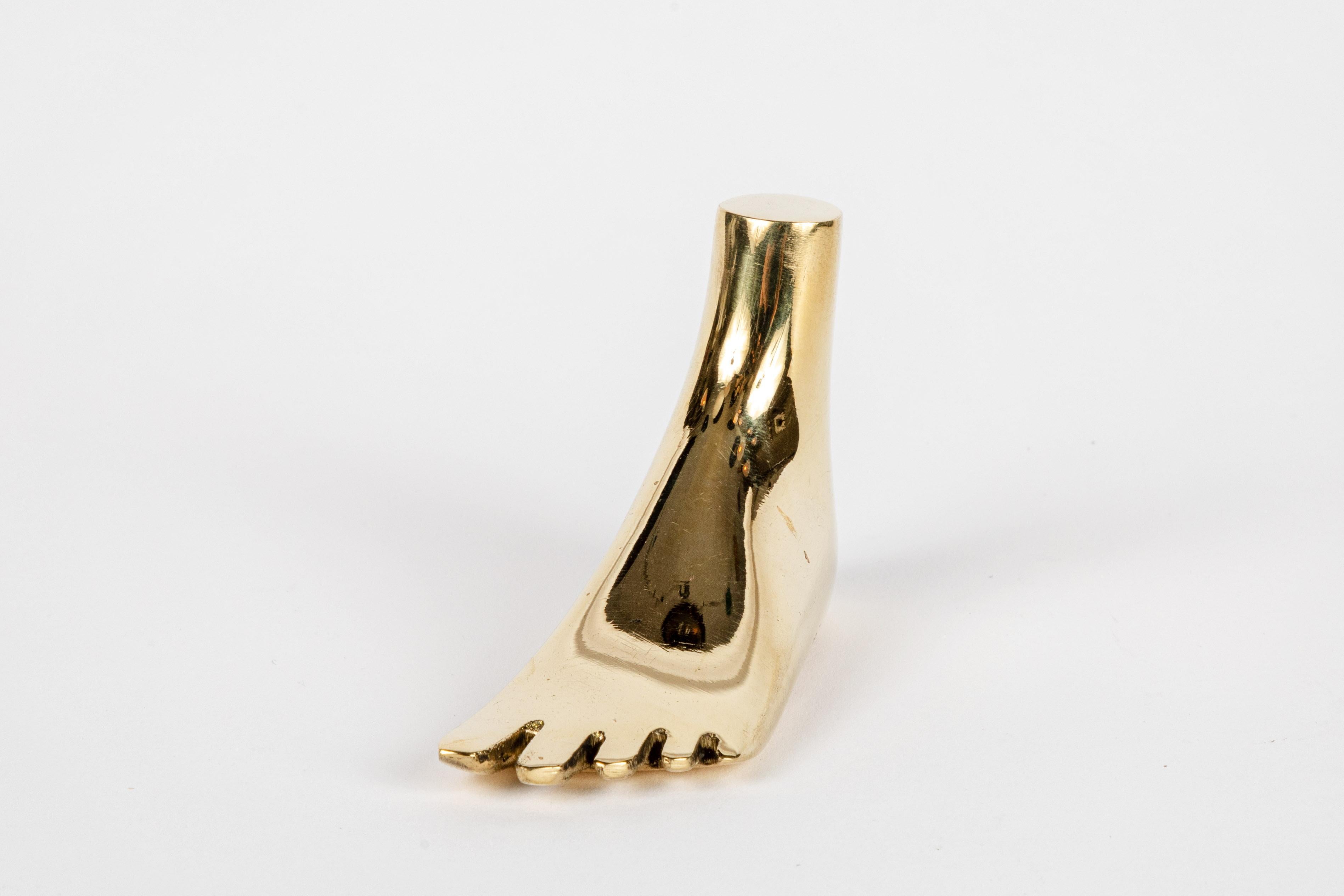 Polished Carl Auböck Model #4273 'Foot' Brass Paperweight For Sale