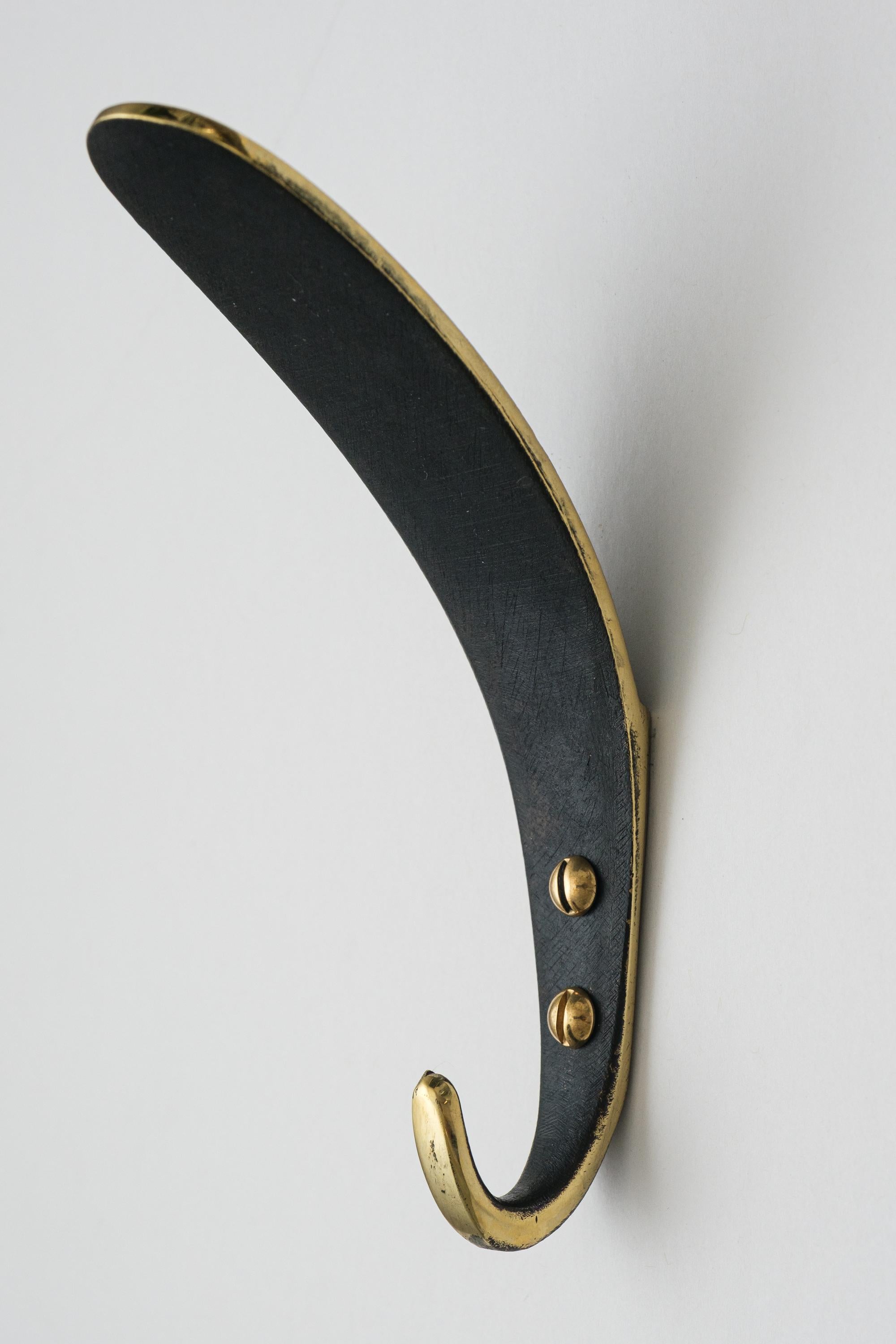Mid-Century Modern Carl Auböck Model #4327 Patinated Brass Hook For Sale