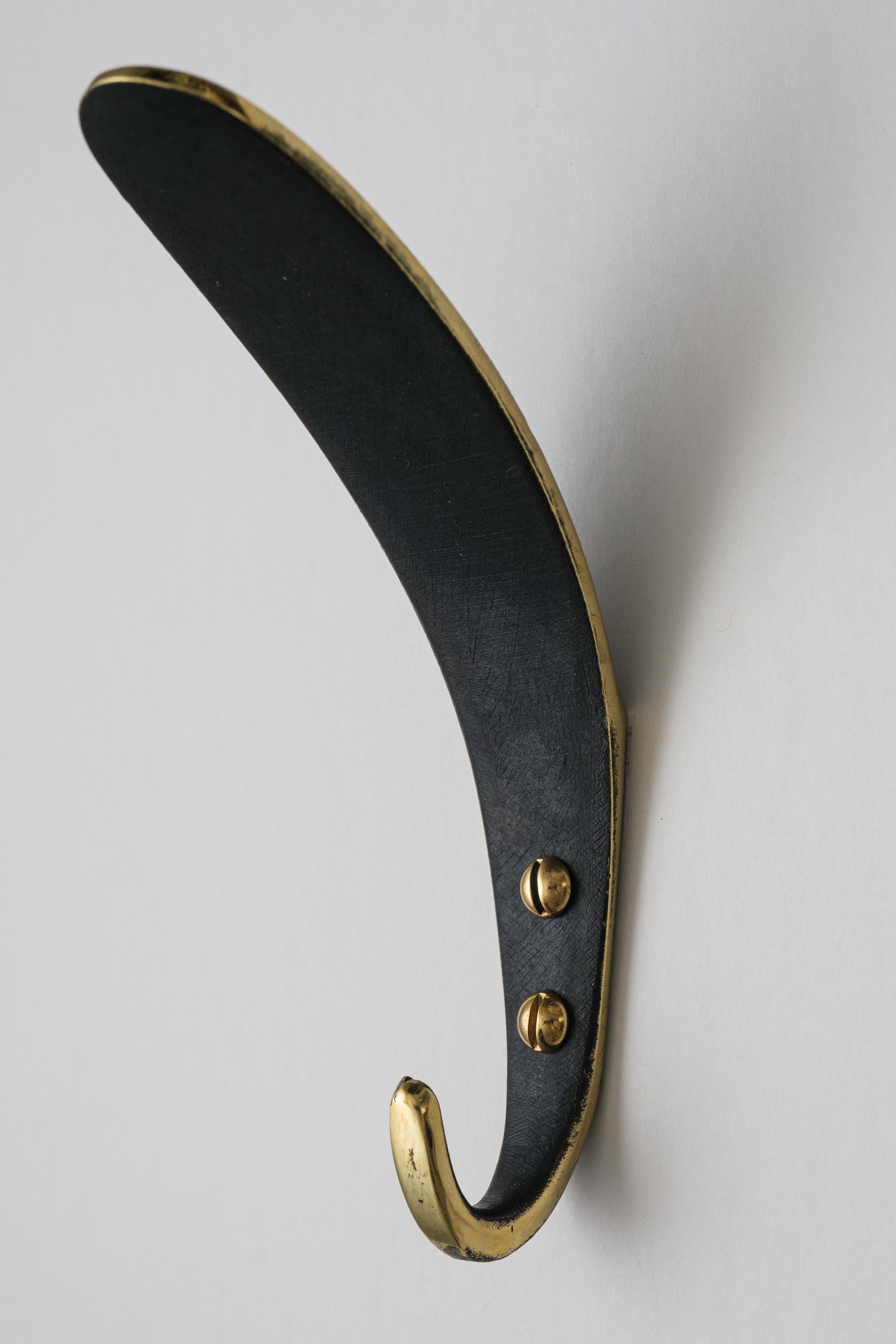 Austrian Carl Auböck Model #4327 Patinated Brass Hook For Sale