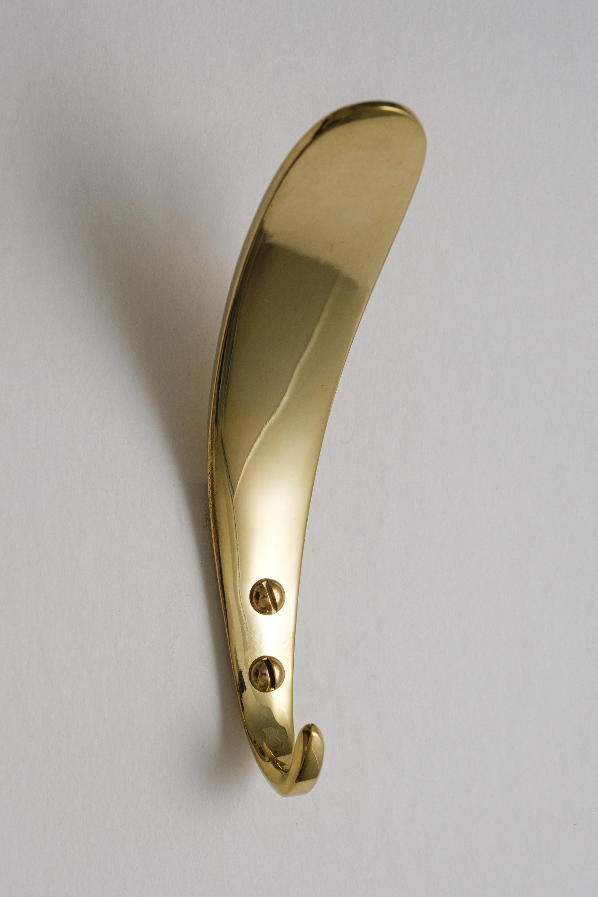 Carl Auböck Model #4327 Polished Brass Hook In New Condition For Sale In Glendale, CA