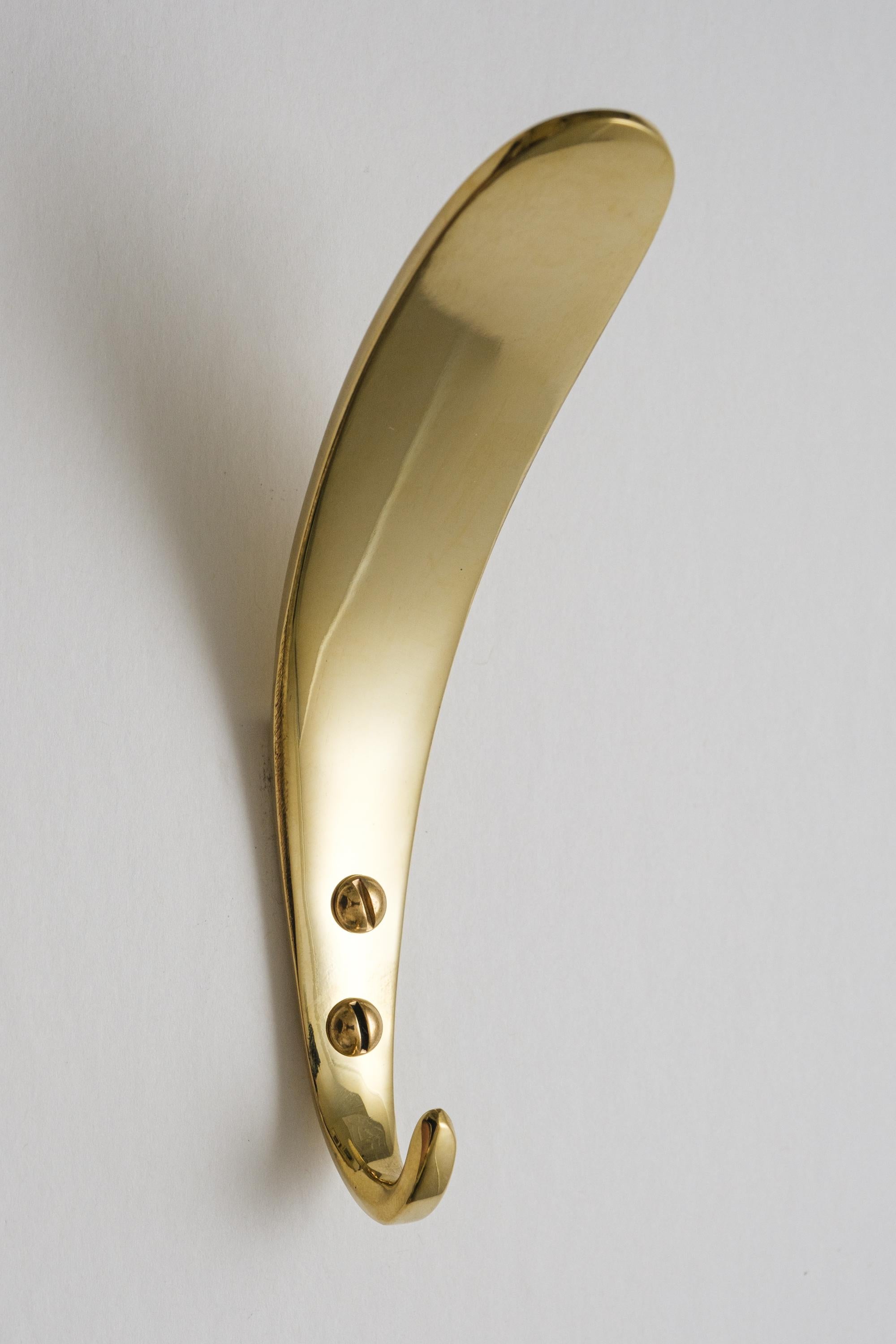Contemporary Carl Auböck Model #4327 Polished Brass Hook For Sale