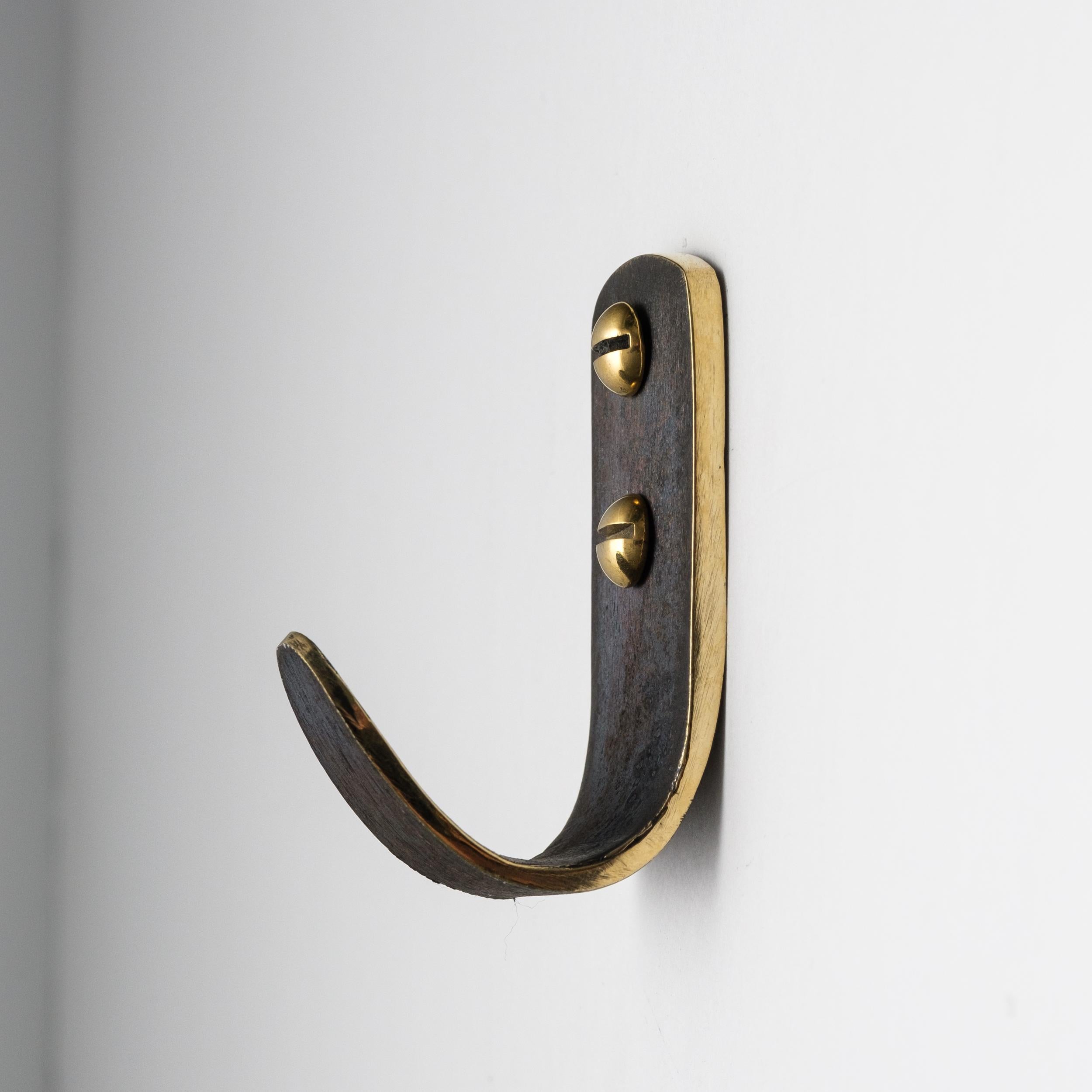 Contemporary Carl Auböck Model #4330/1 Patinated Brass Hook For Sale
